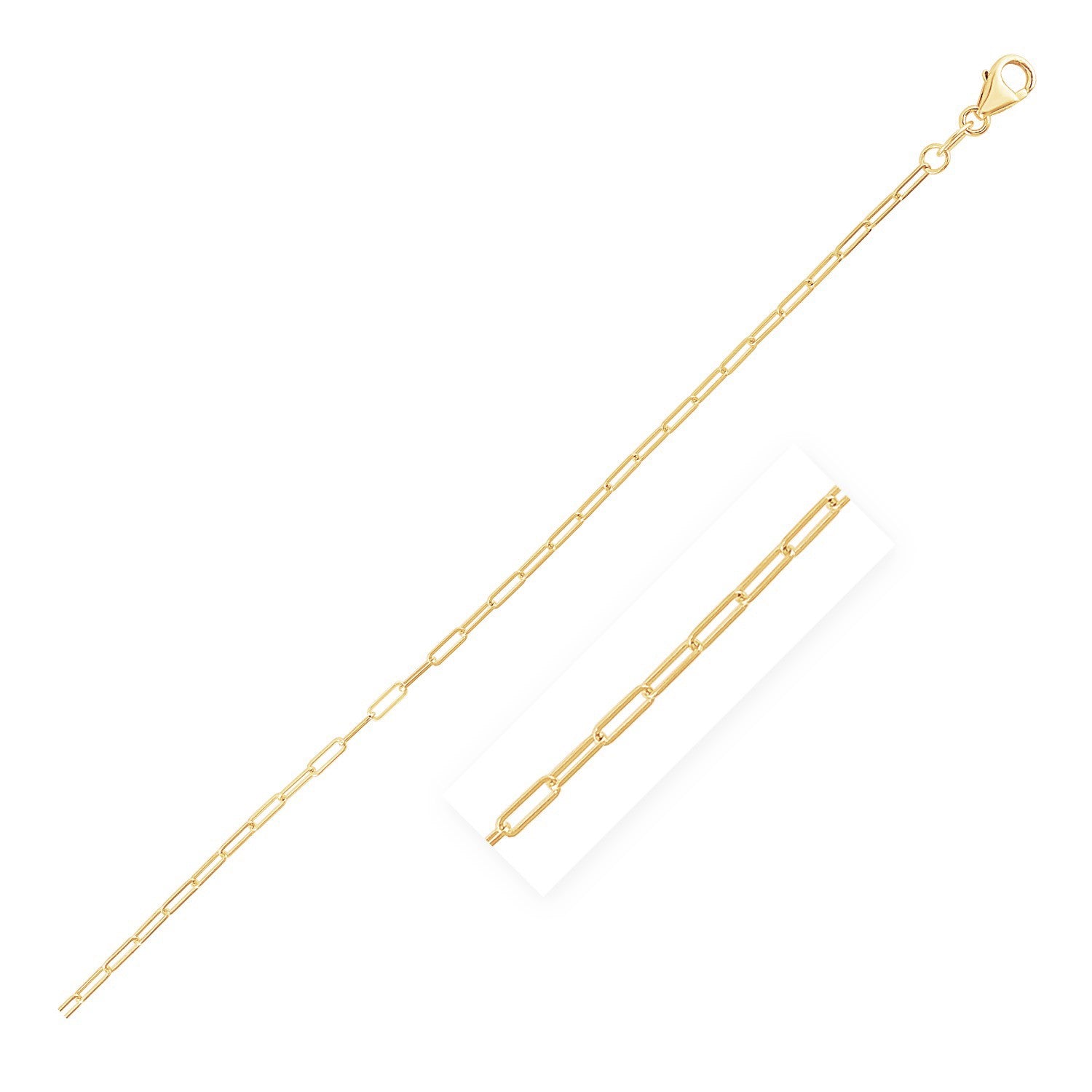 Bracelet de cheville trombone fin en or jaune 14 carats (1,5 mm)