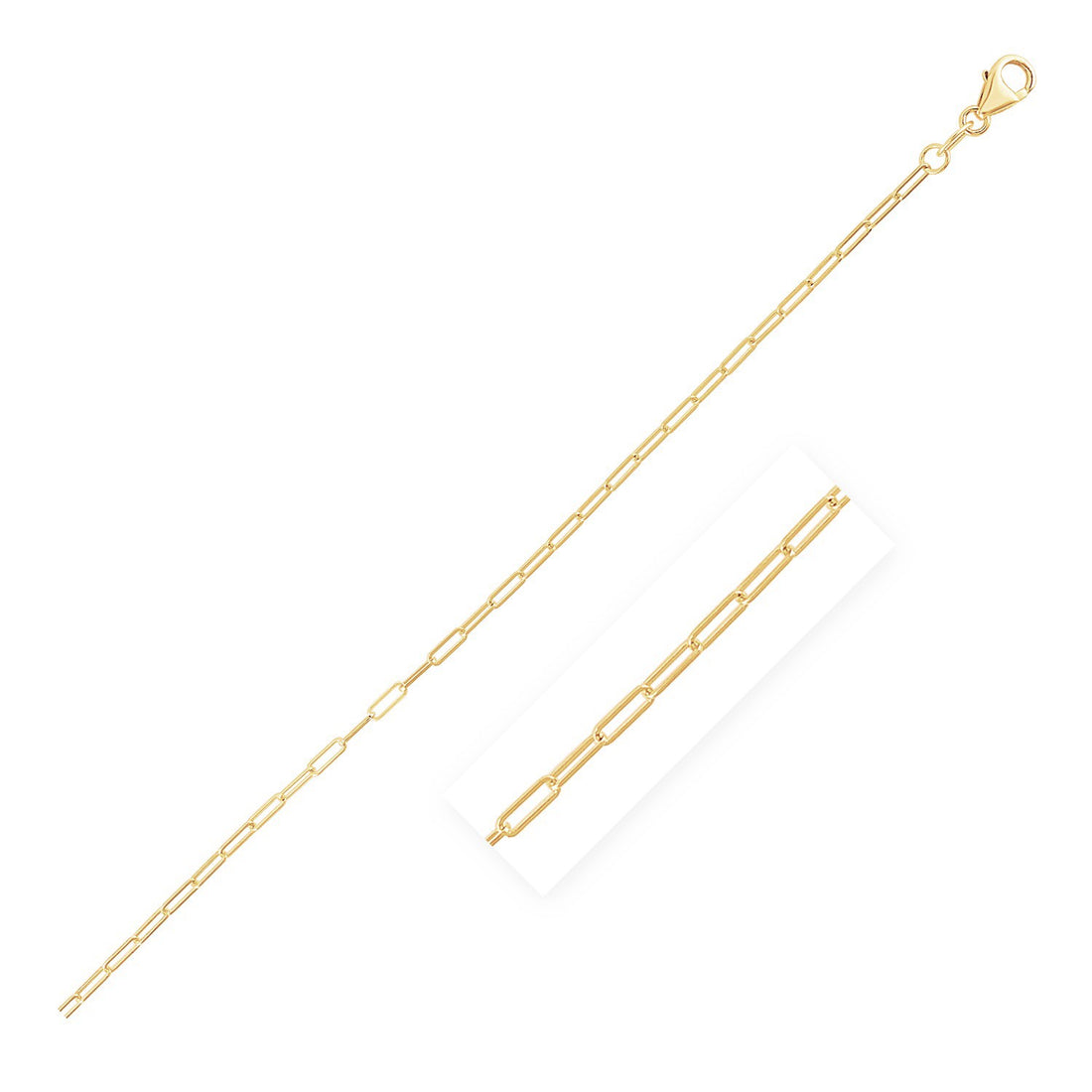 Bracelet de cheville trombone fin en or jaune 14 carats (1,5 mm)