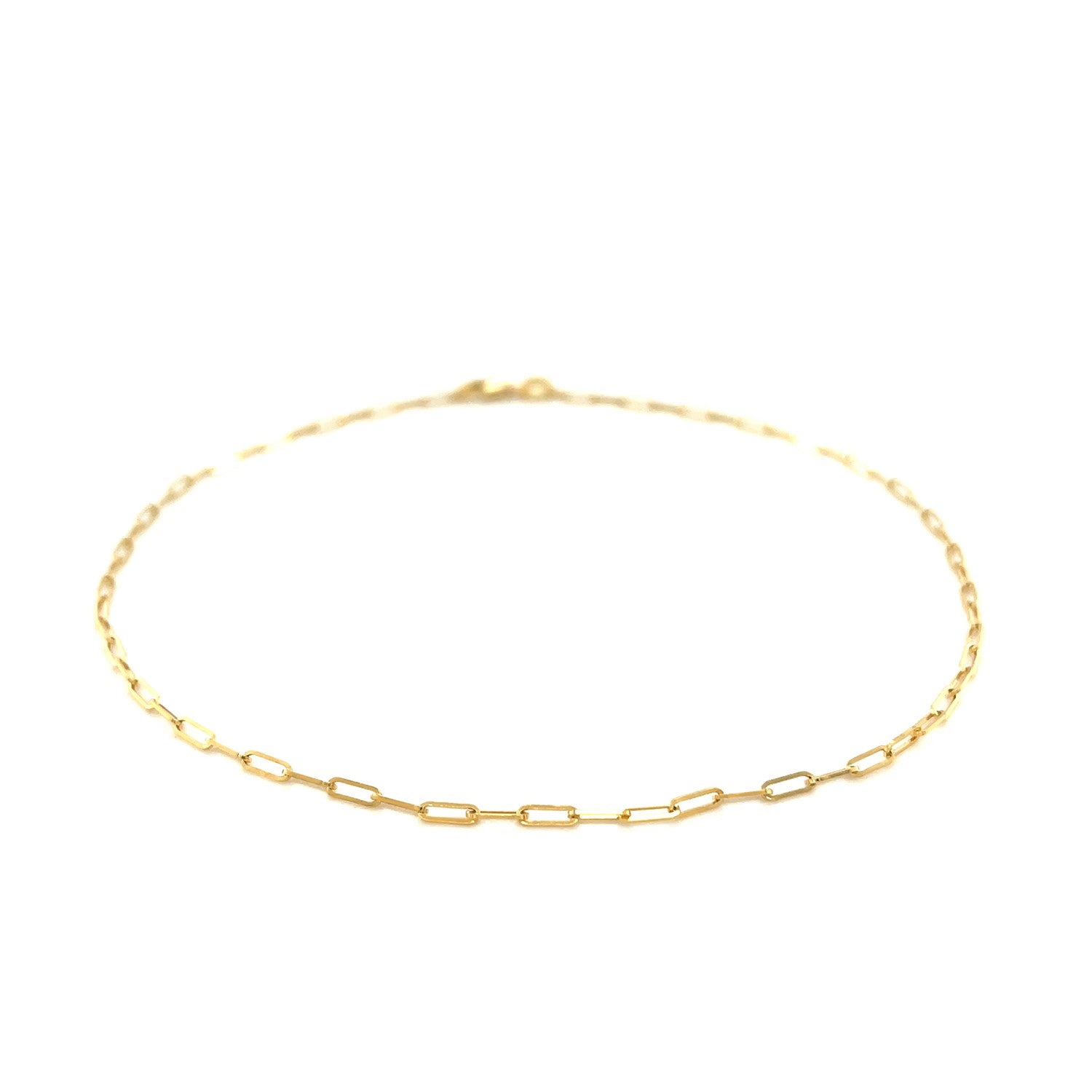 Bracelet de cheville trombone fin en or jaune 14 carats (1,5 mm)