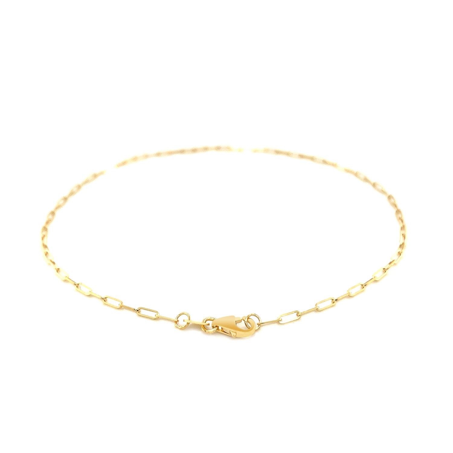 Bracelet de cheville trombone fin en or jaune 14 carats (1,5 mm)