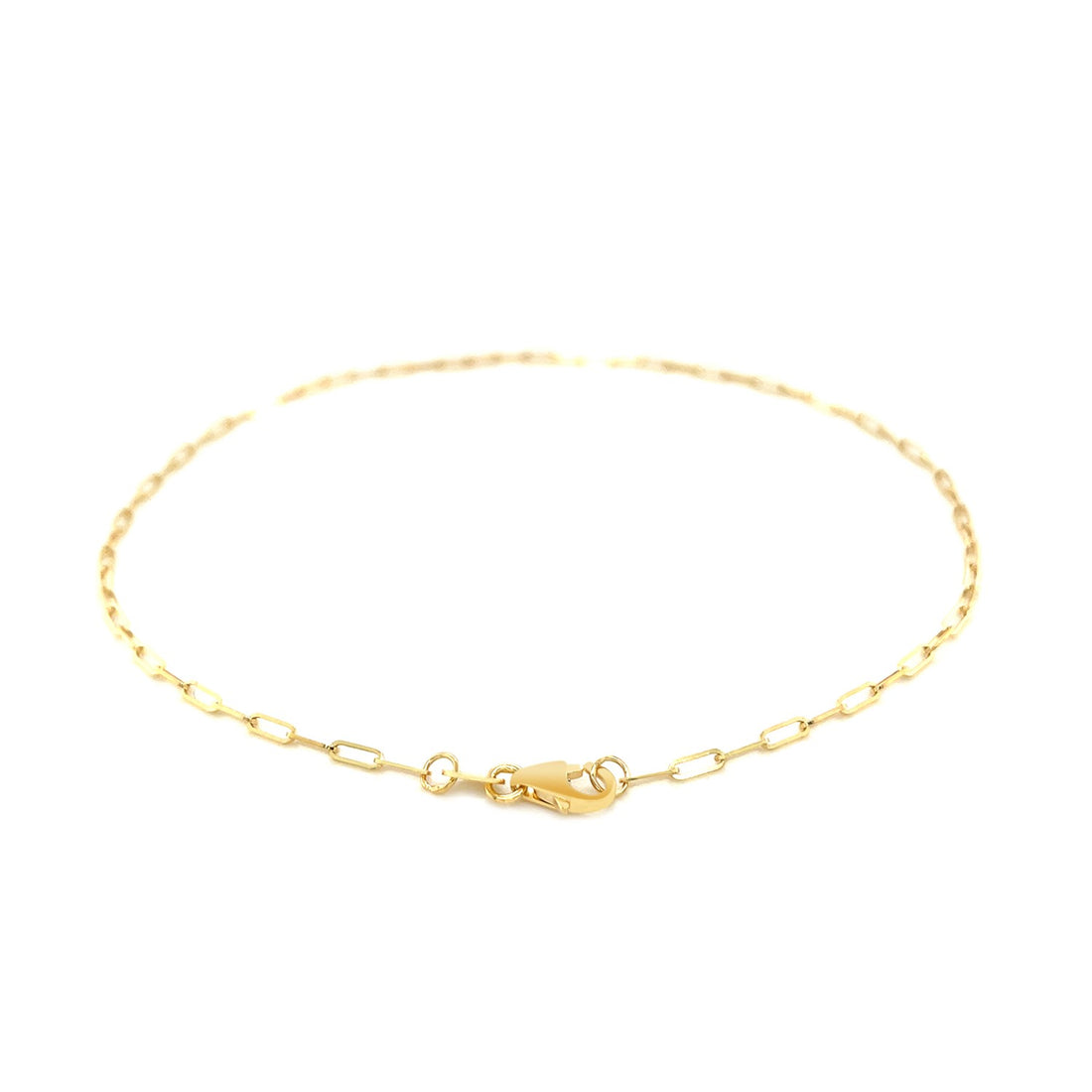 Bracelet de cheville trombone fin en or jaune 14 carats (1,5 mm)