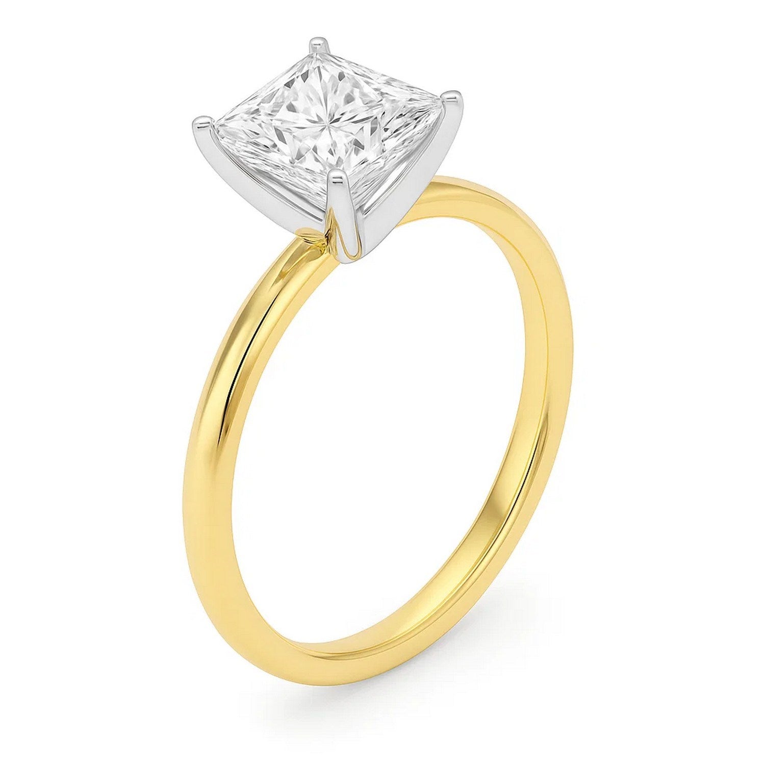 2 Carat Princess Lab Grown IGI G/VS1 Diamond Solitaire Ring in 10K Yellow Gold