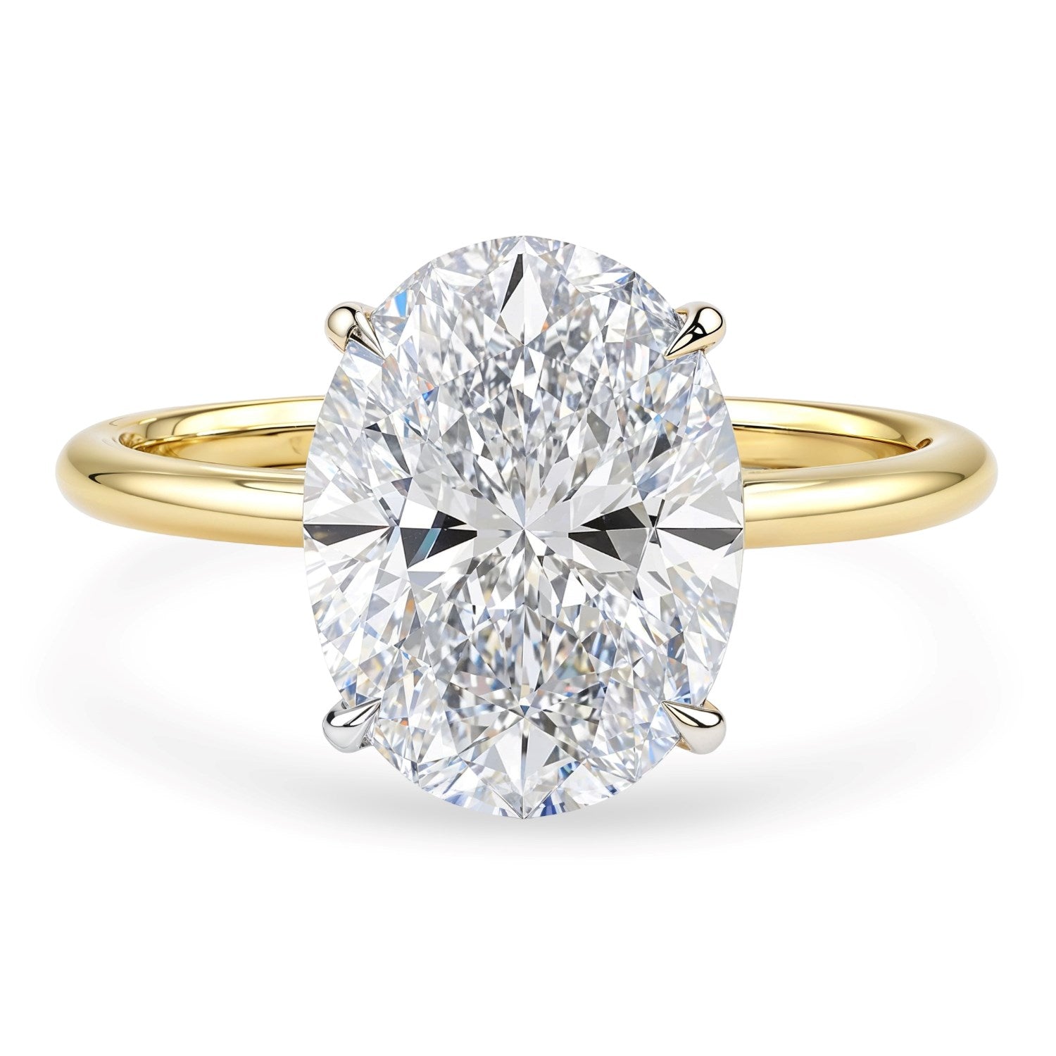 3 Carat Oval Lab Grown IGI G/VS1 Diamond Solitaire Ring in 10K Yellow Gold