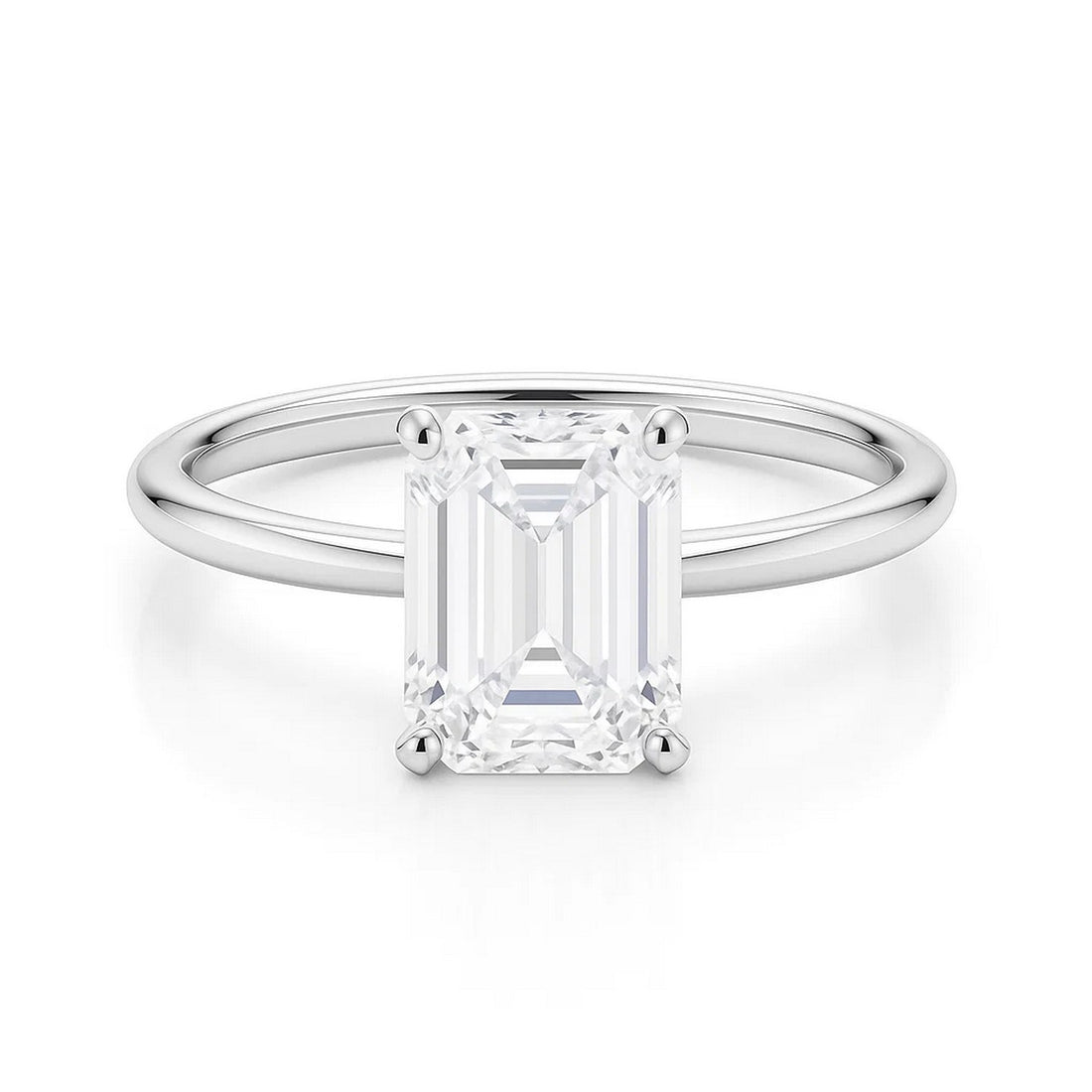 2 Carat Emerald Lab Grown IGI G/VS1 Diamond Solitaire Ring in 14K White Gold