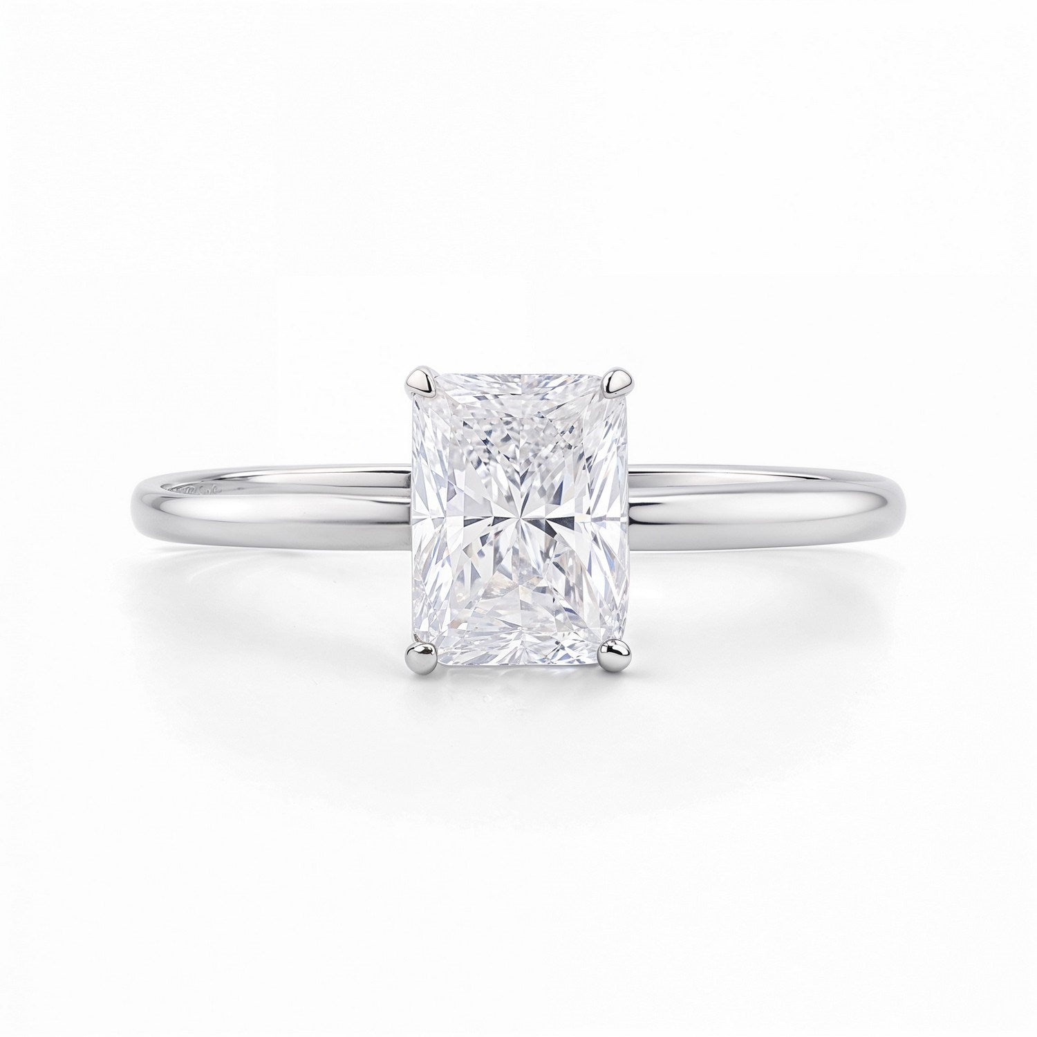 1 1/2 Carat Radiant Lab Grown IGI G/VS1 Diamond Solitaire Ring in 10K White Gold
