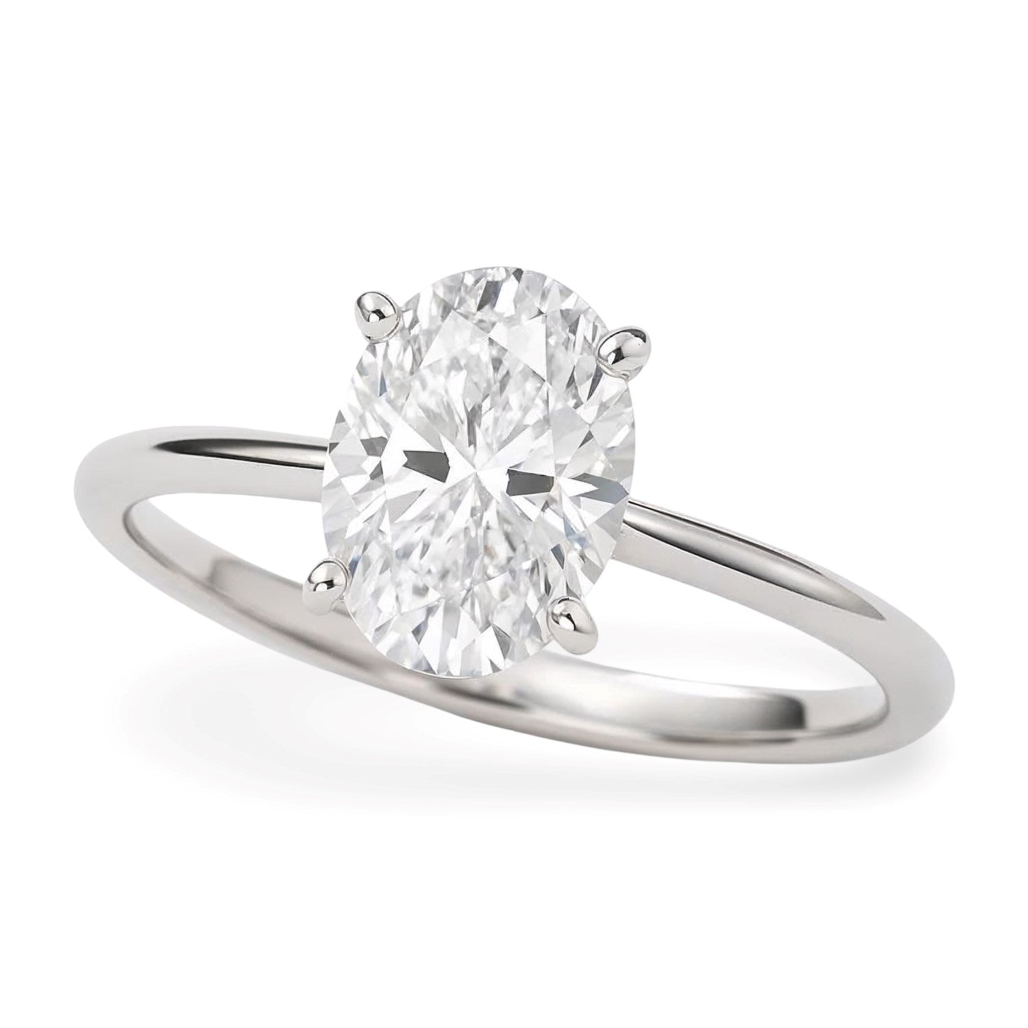 1 Carat Oval Lab Grown IGI G/VS1 Diamond Solitaire Ring in 10K White Gold