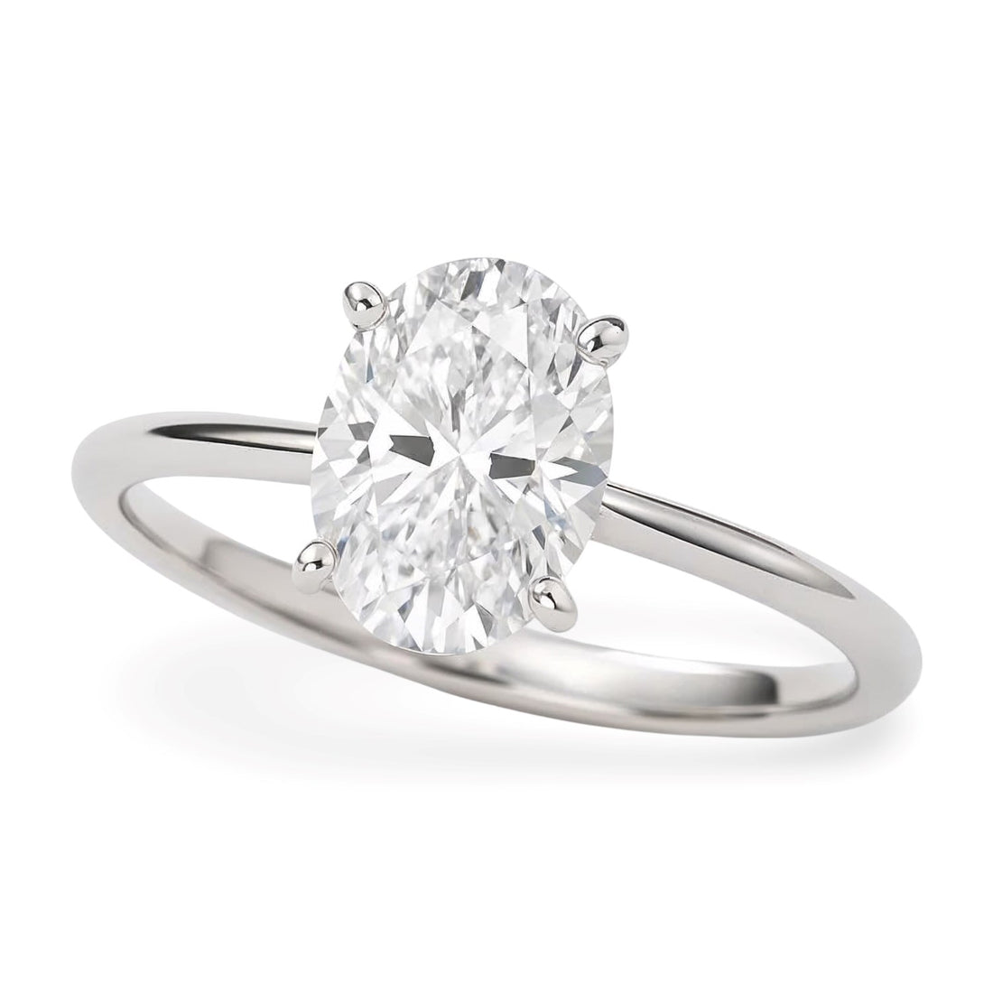 1 Carat Oval Lab Grown IGI G/VS1 Diamond Solitaire Ring in 10K White Gold