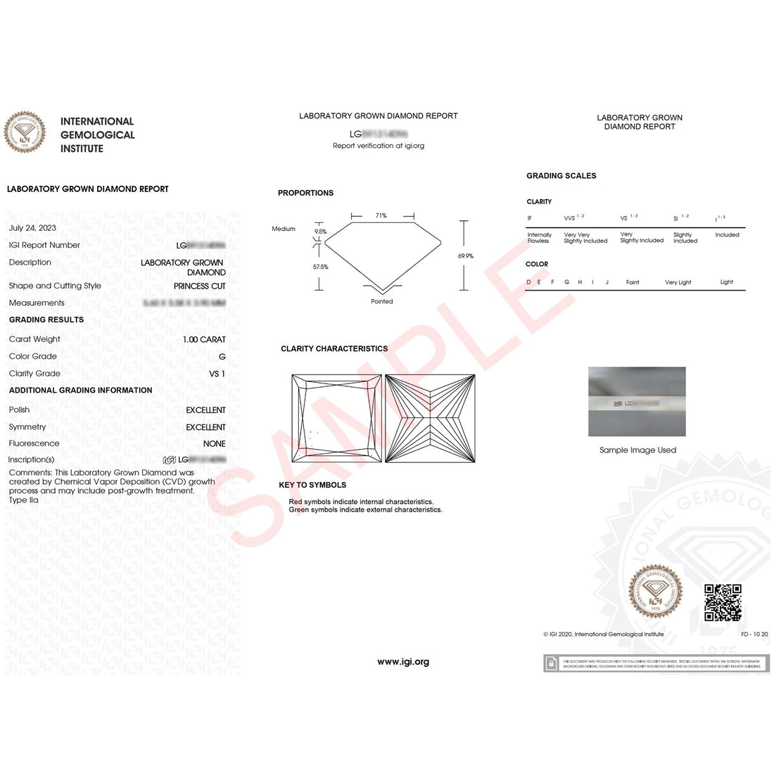 1 Carat Princess Lab Grown IGI G/VS1 Diamond Solitaire Ring in 10K White Gold