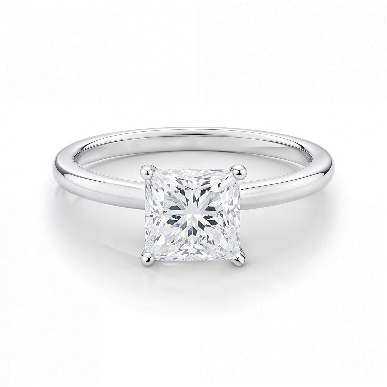 1 Carat Princess Lab Grown IGI G/VS1 Diamond Solitaire Ring in 10K White Gold