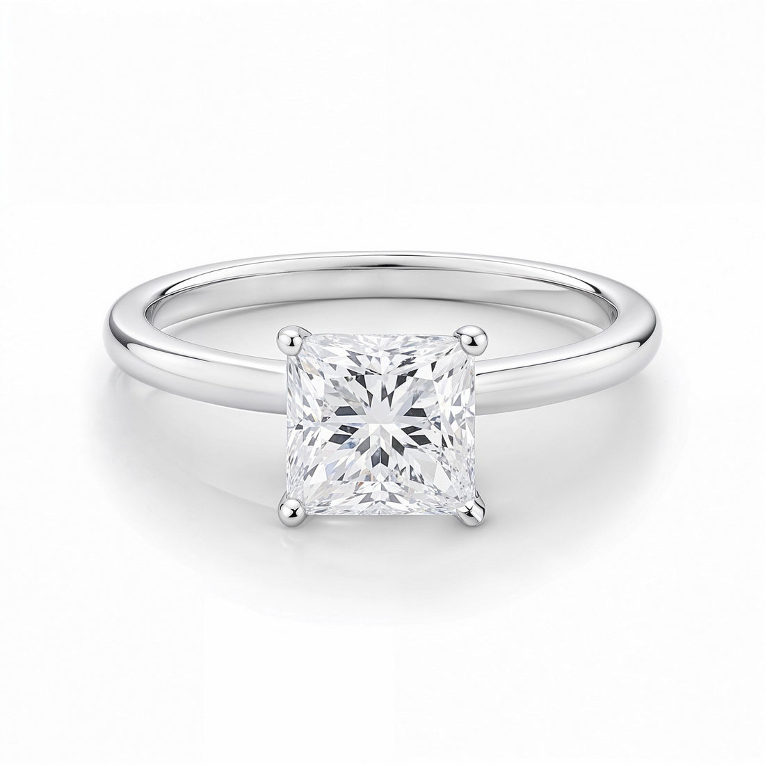 1 Carat Princess Lab Grown IGI G/VS1 Diamond Solitaire Ring in 10K White Gold