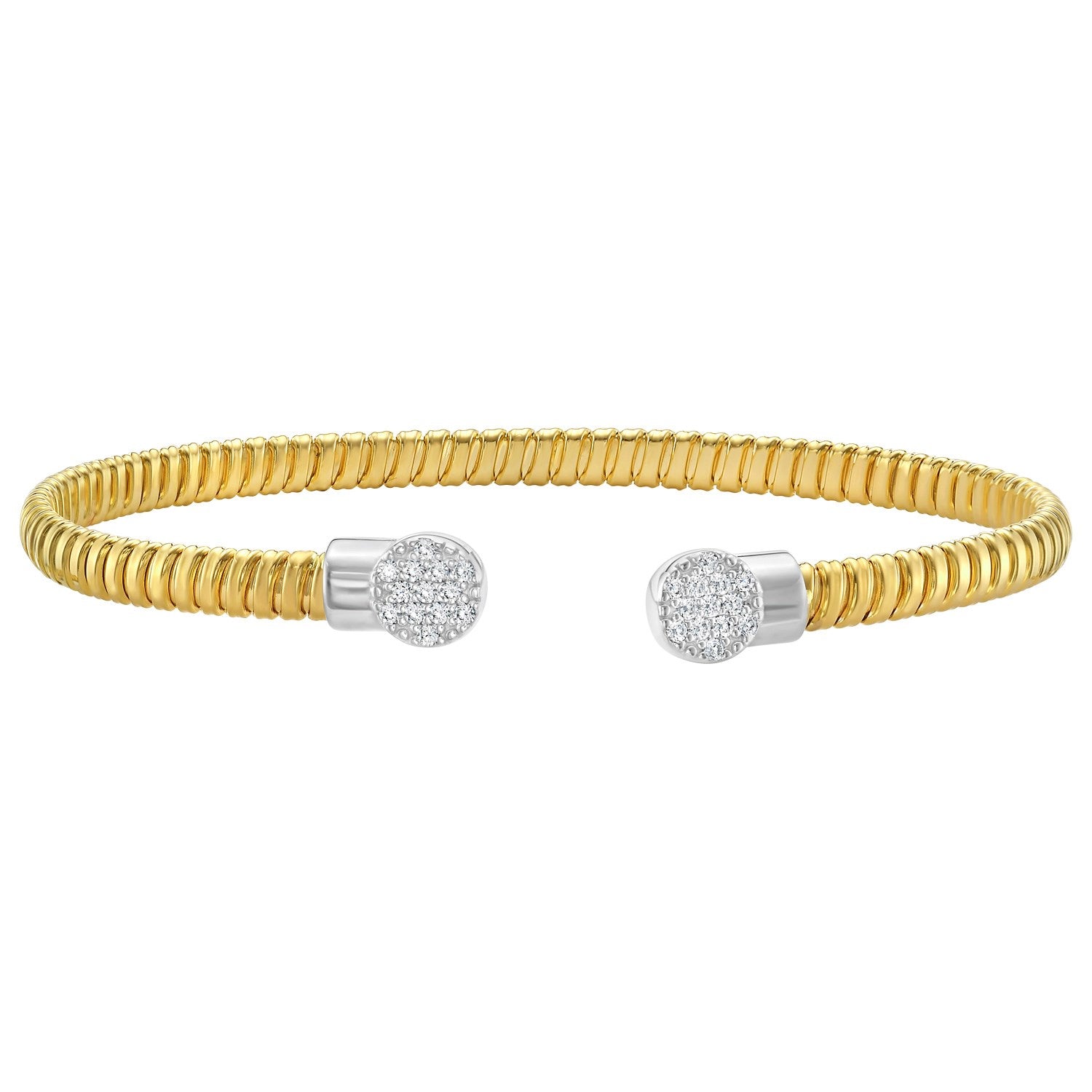 14K Yellow Gold Round End Tubogas Cuff Bangle (3.90 mm)