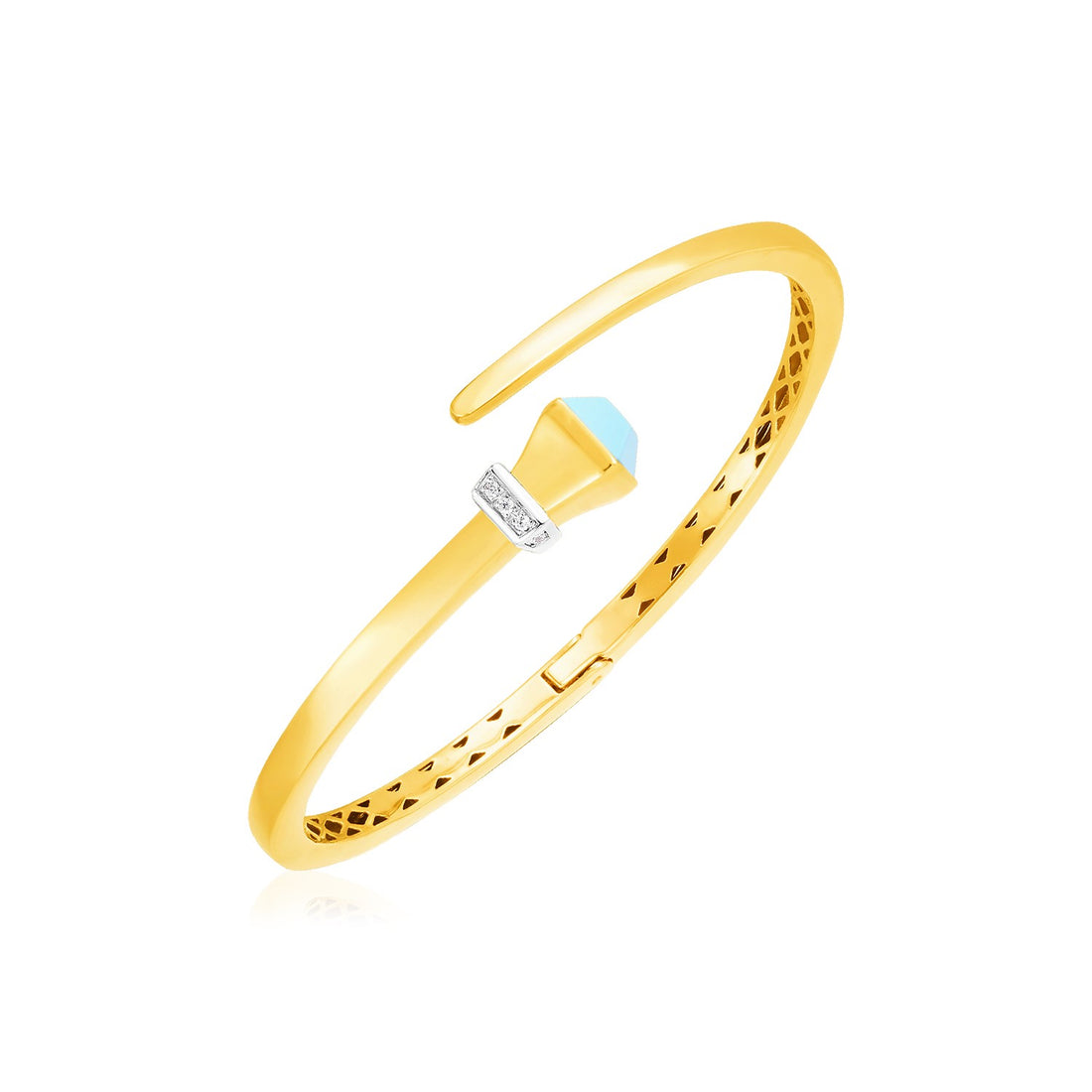 Bracelet jonc articulé croisé en or jaune 14 carats (3,40 mm)