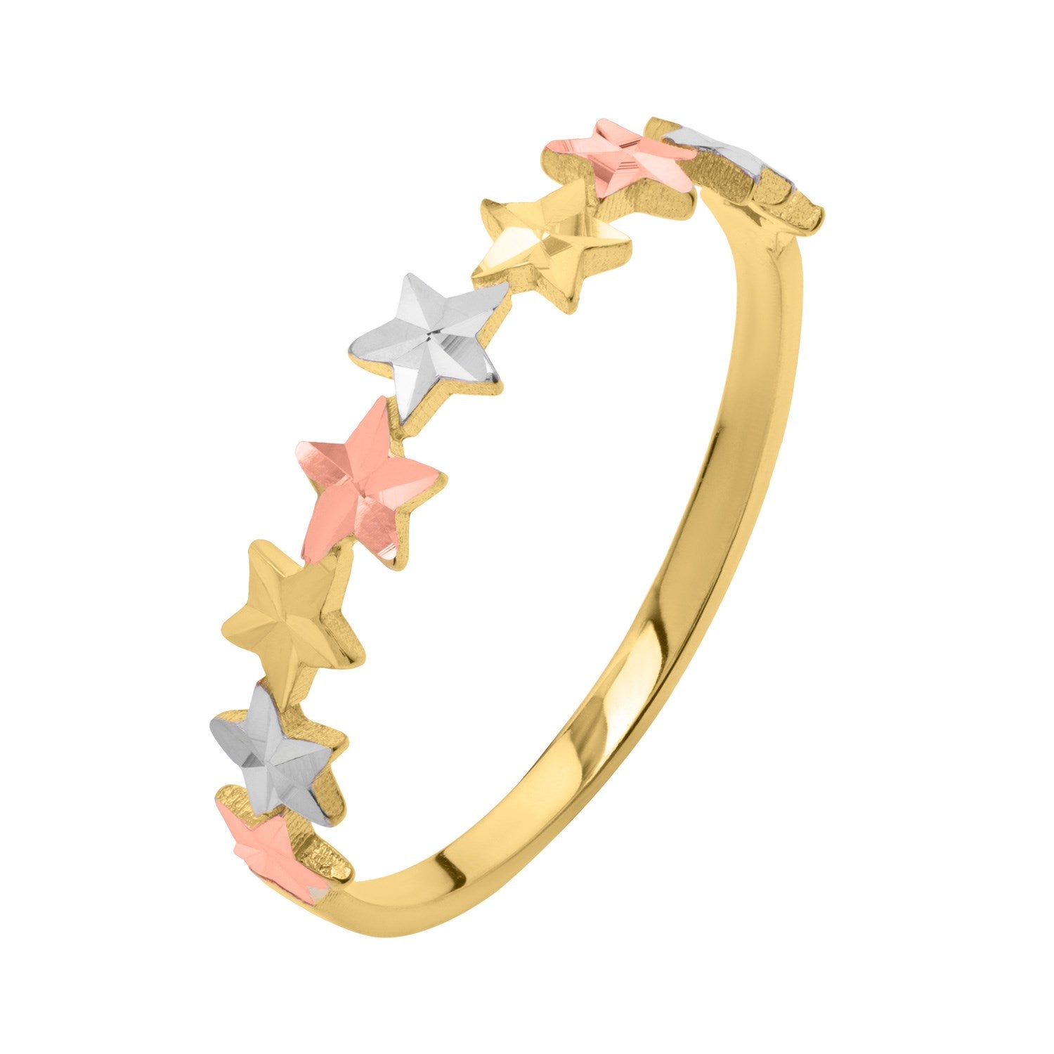Tri color Star Ring in 10K Gold
