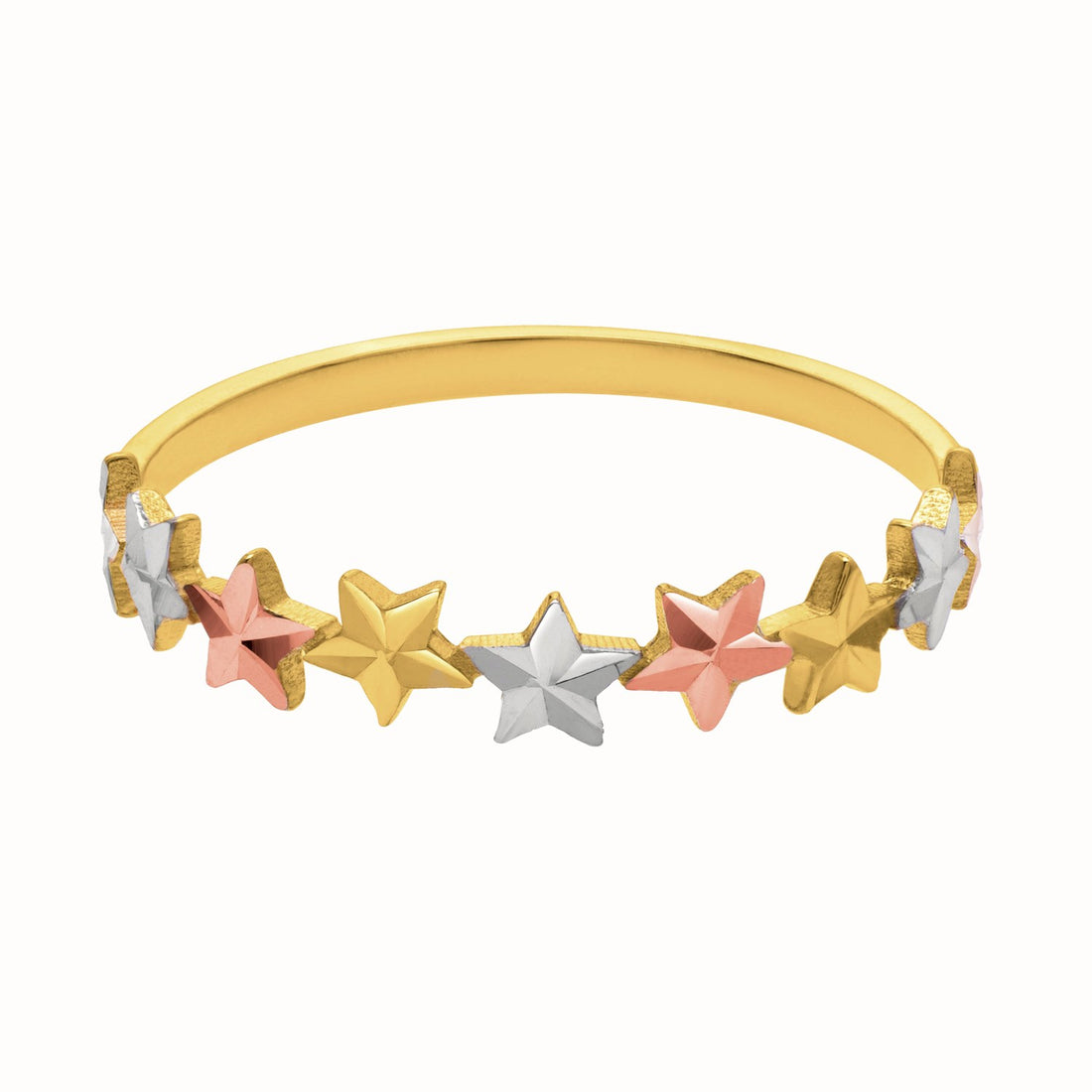 Tri color Star Ring in 10K Gold