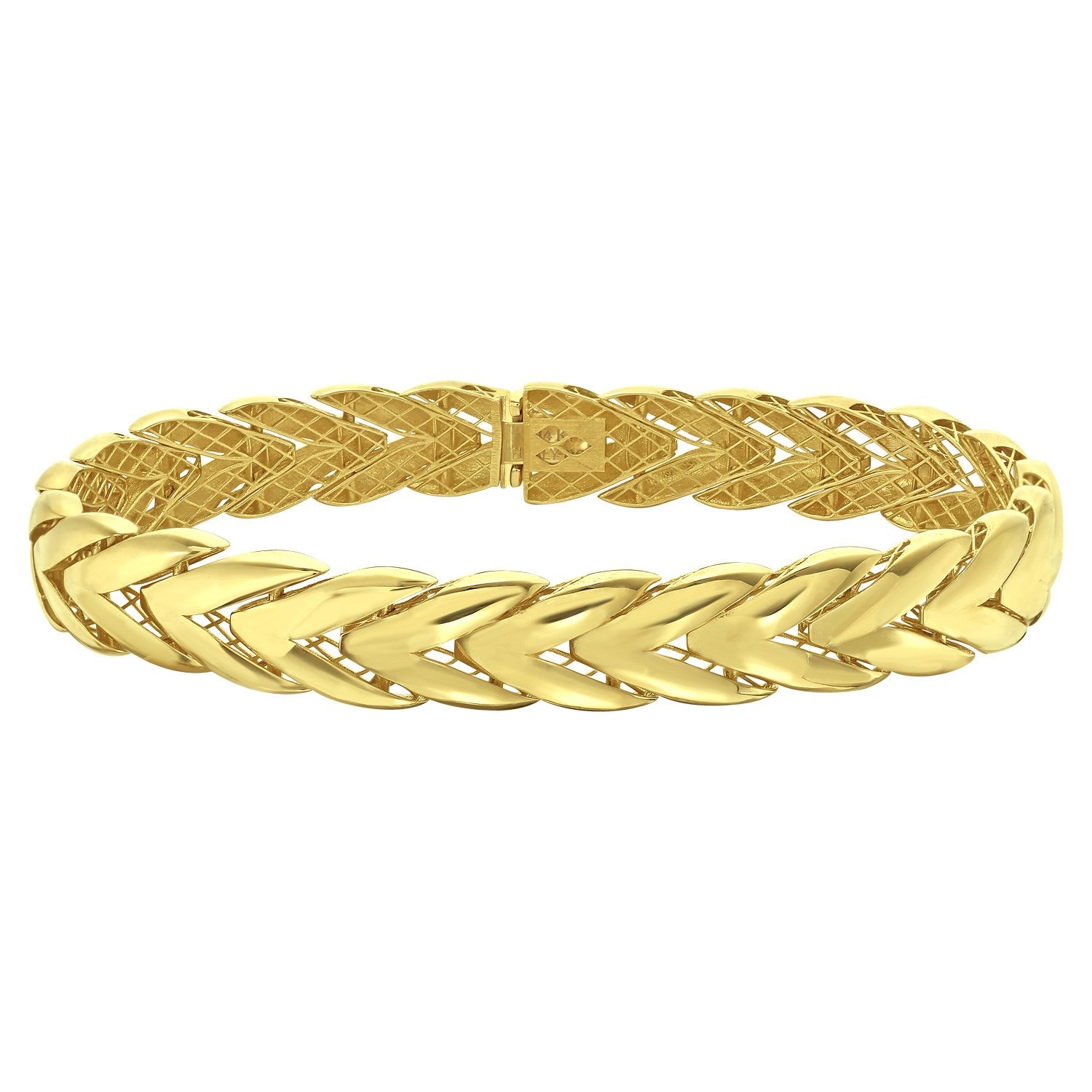 14K geelgouden Chevron Link Bangle (10,00 mm)
