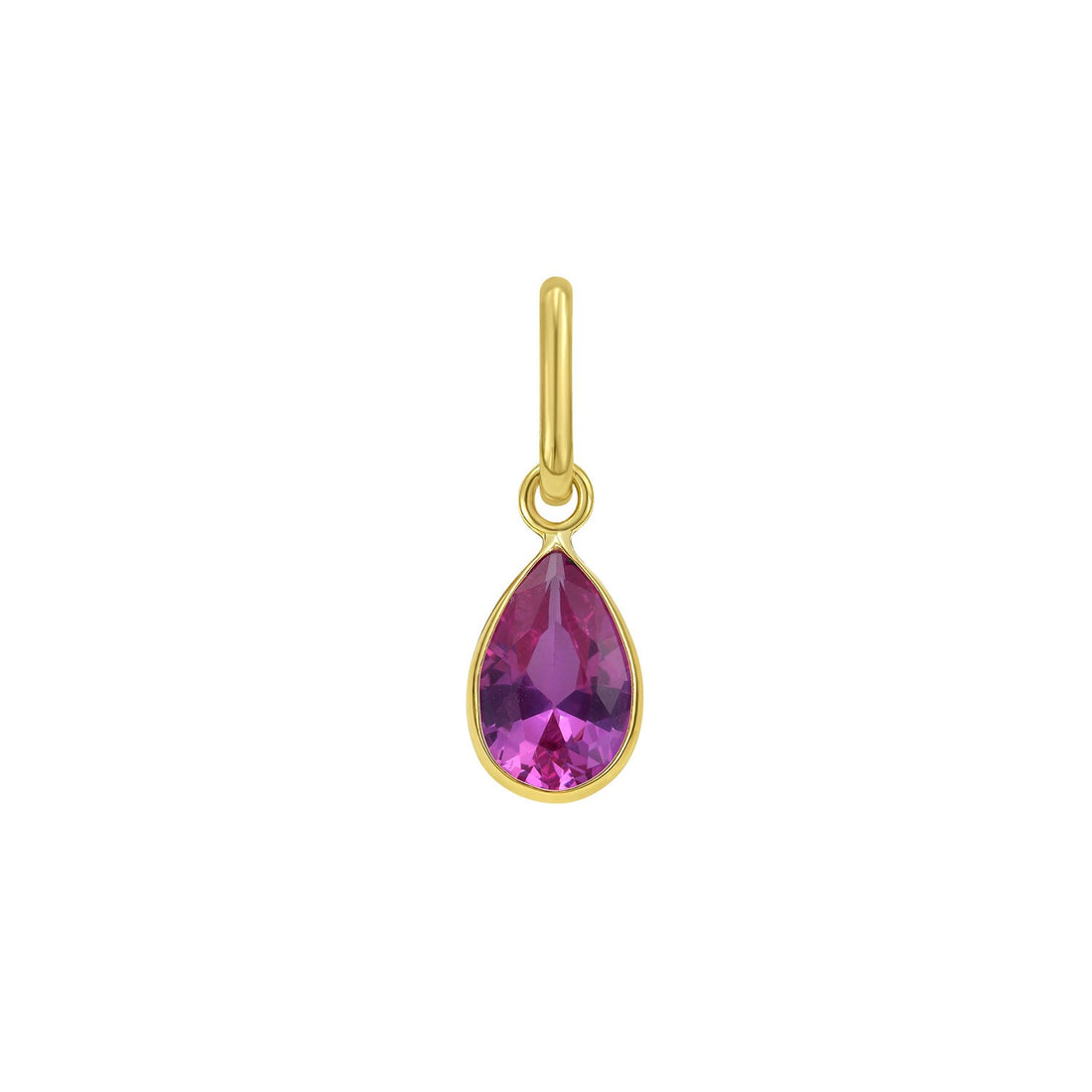 Pendentif en or jaune 14 carats avec saphir rose en forme de poire