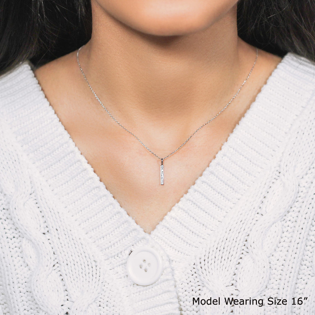 14k witgouden staafhanger met diamanten