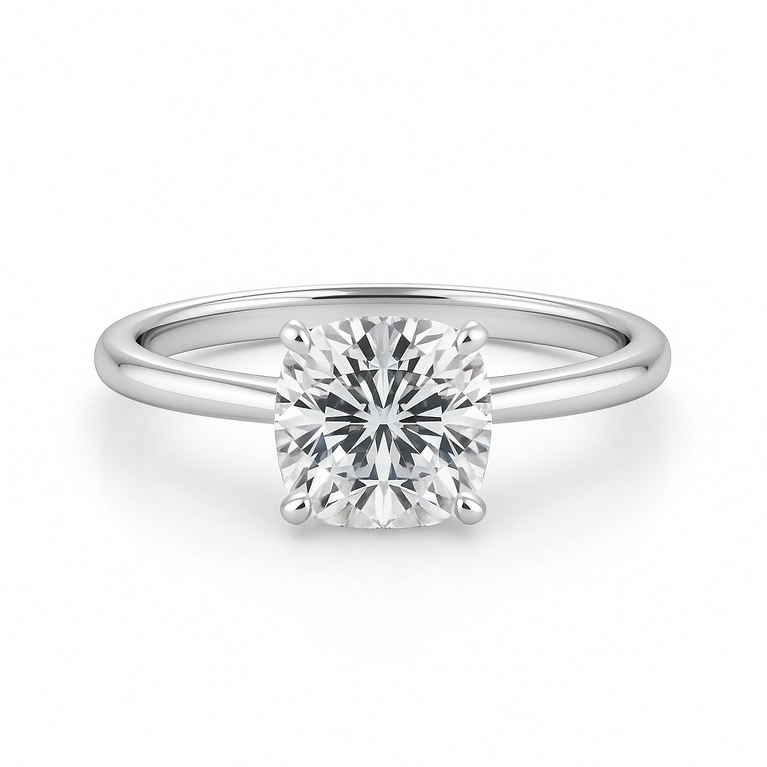 2 Carat Cushion Lab Grown IGI G/VS1 Diamond Solitaire Ring in 10K White Gold