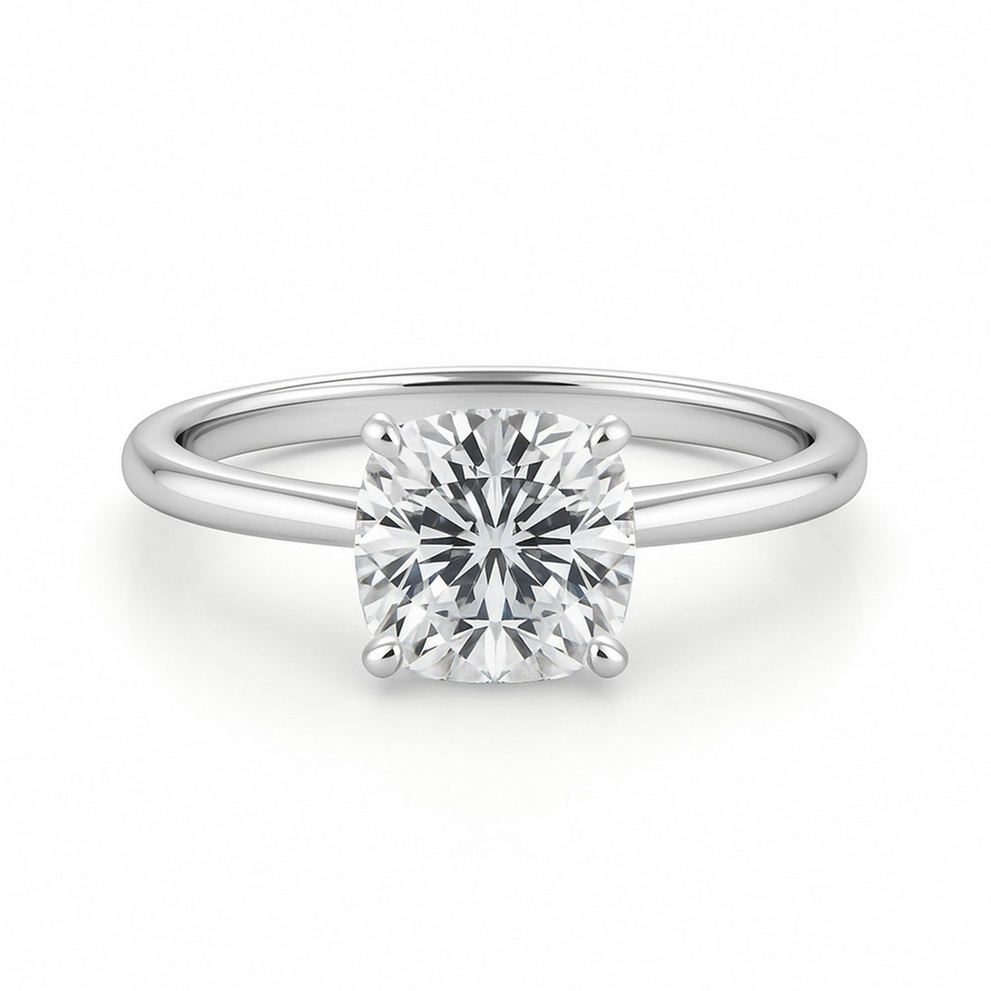 2 Carat Cushion Lab Grown IGI G/VS1 Diamond Solitaire Ring in 10K White Gold