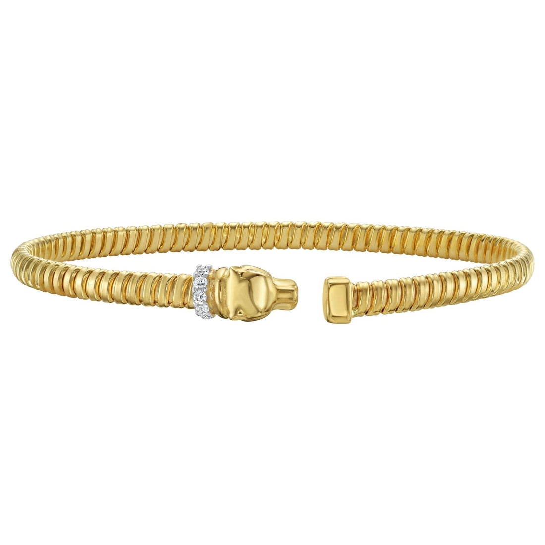 14K Yellow Gold Tubogas Panther Cuff with Diamonds (3.90 mm)