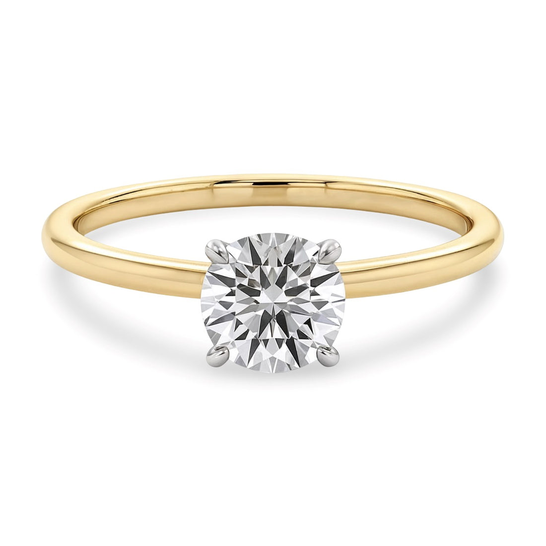 3/4 Carat Round Lab Grown IGI G/VS1 Diamond Solitaire Ring in 14K Yellow Gold