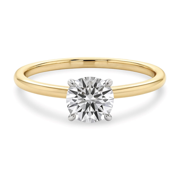 3/4 Carat Round Lab Grown IGI G/VS1 Diamond Solitaire Ring in 14K Yellow Gold