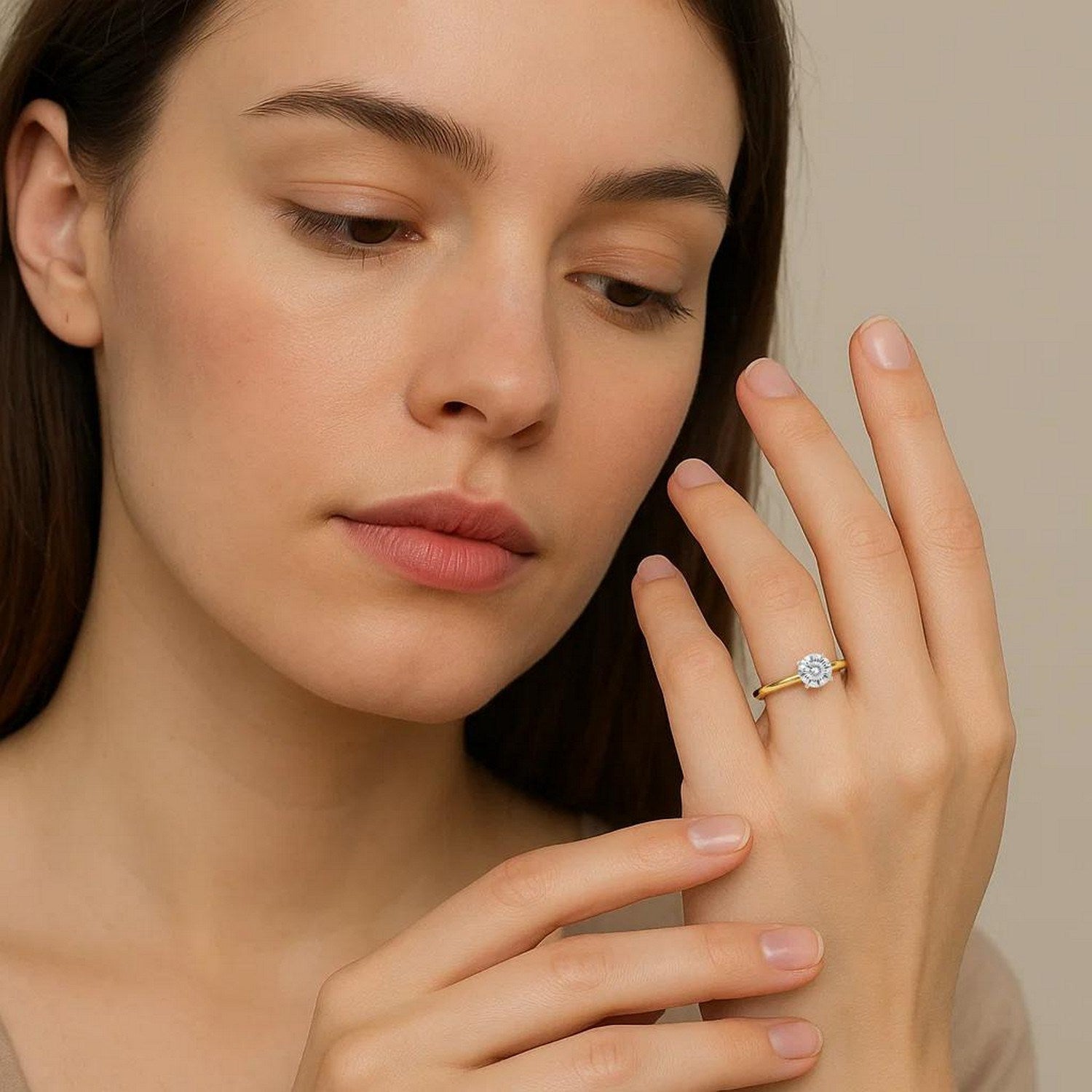 3/4 Carat Round Lab Grown IGI G/VS1 Diamond Solitaire Ring in 14K Yellow Gold