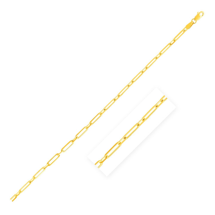 Bracelet de cheville en or jaune 14 carats avec trombone alterné (2,8 mm)
