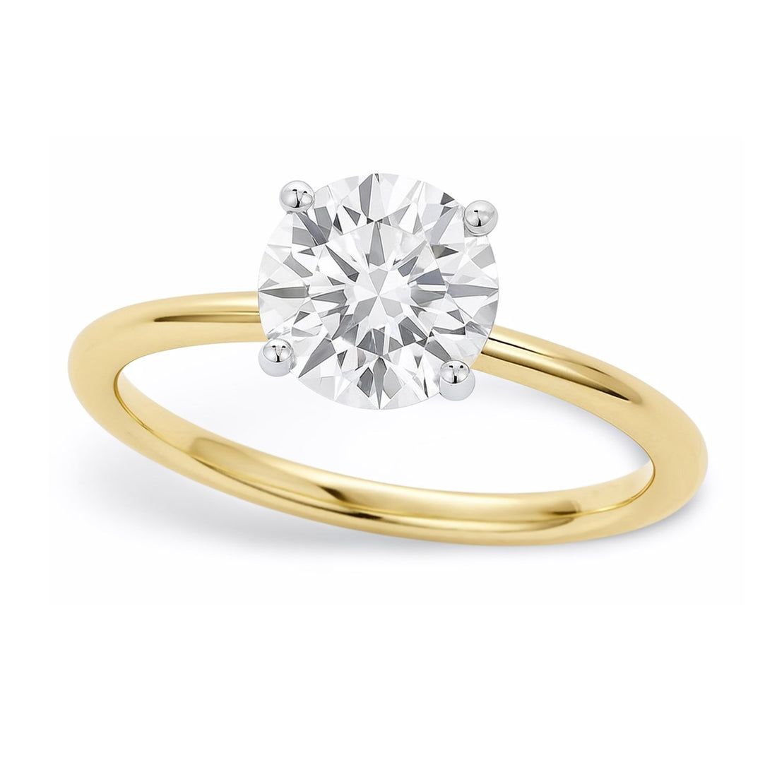 1 Carat Round Lab Grown IGI G/VS1 Diamond Solitaire Ring in 14K Yellow Gold