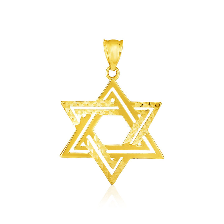 Pendentif étoile de David texturé en or jaune 14 carats