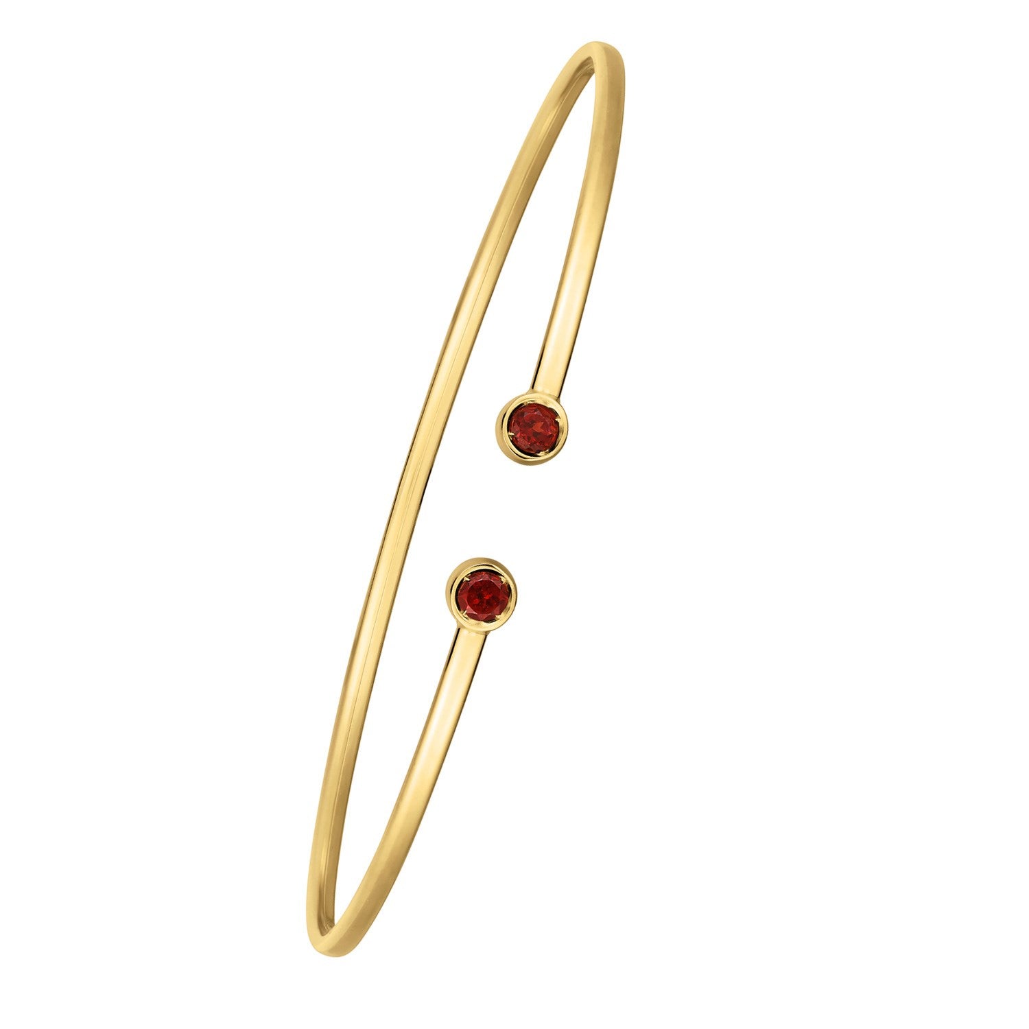 14K geelgouden granaat open manchet armband (2,00 mm)
