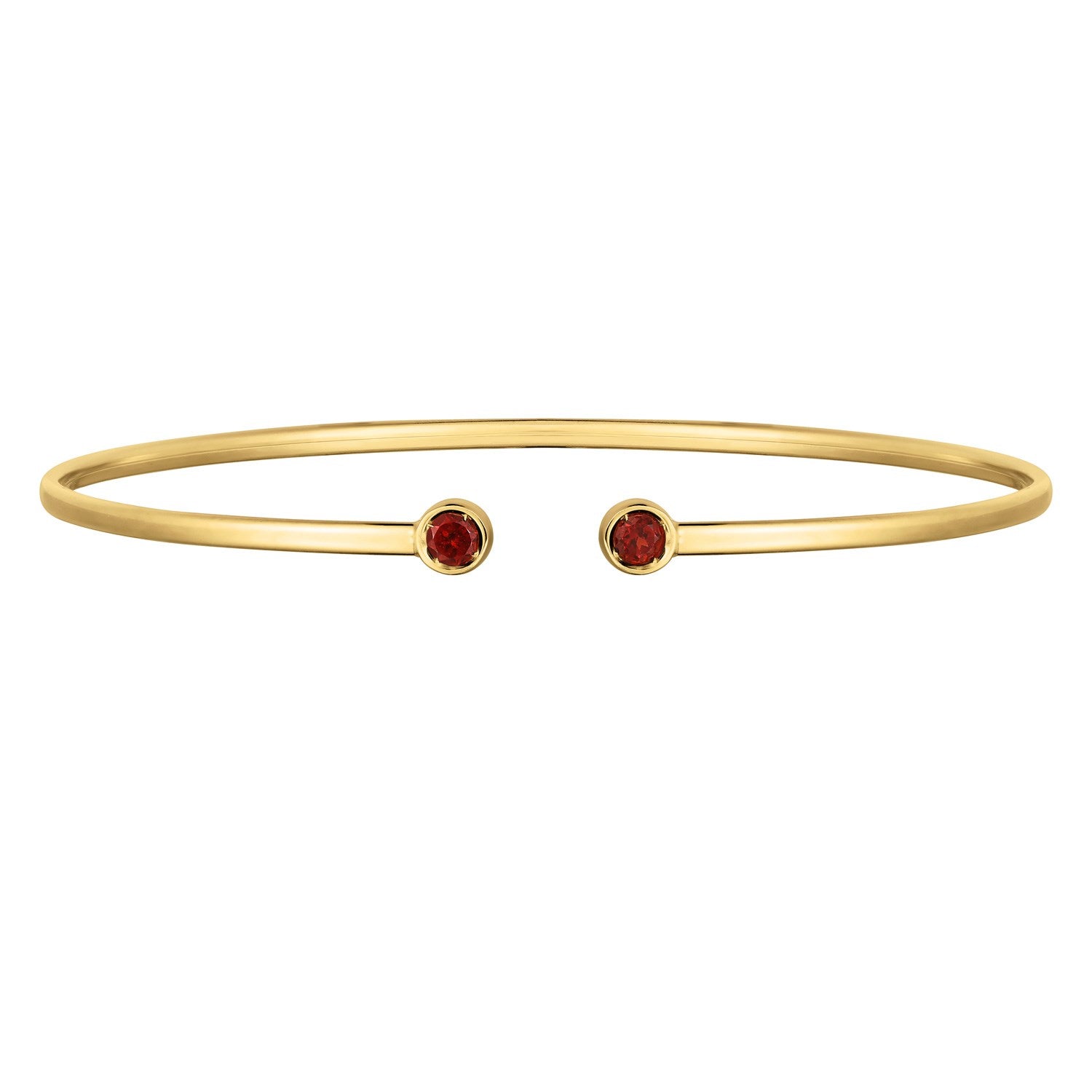 14K geelgouden granaat open manchet armband (2,00 mm)