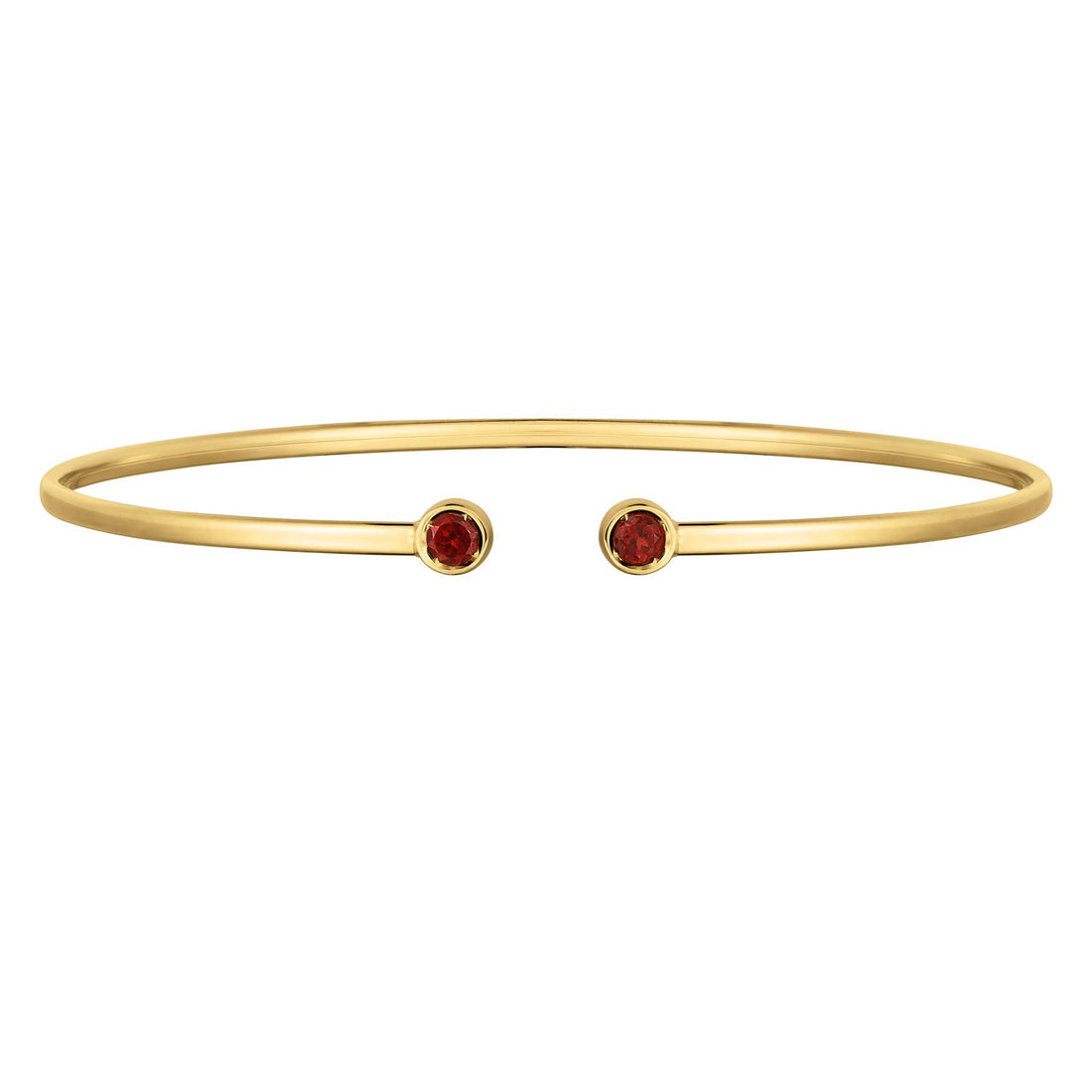 14K geelgouden granaat open manchet armband (2,00 mm)