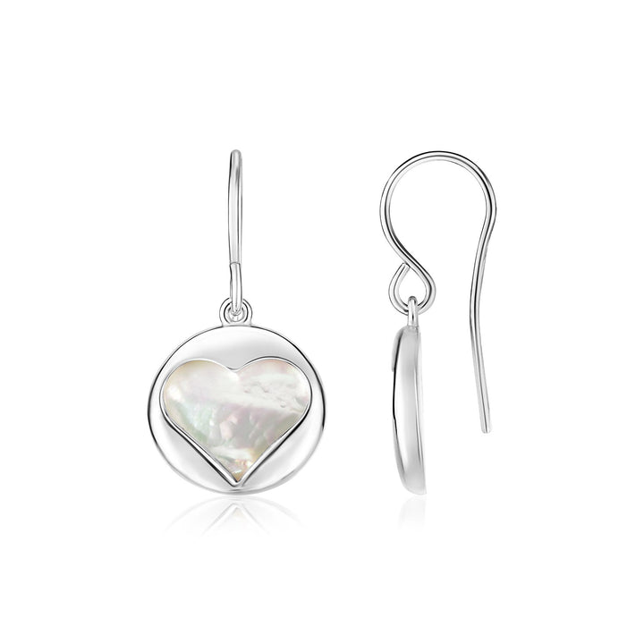 Boucles d'oreilles en argent sterling en forme de cœur ajouré avec nacre