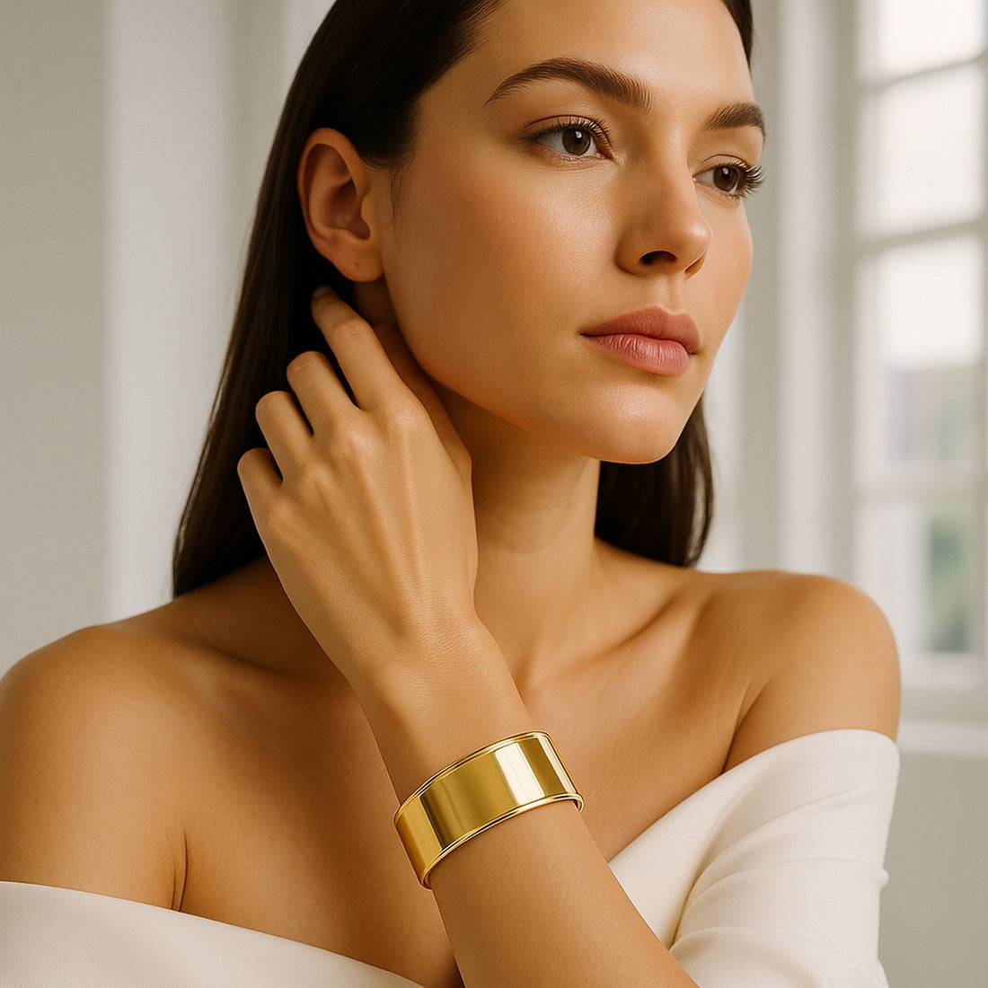 Designer Classic Cuff Bangle in 14K Yellow Gold (20.40 mm)