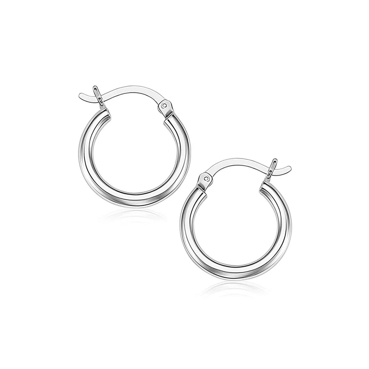 Boucles d'oreilles créoles fines et petites en argent sterling rhodié poli (2 x 10 mm)