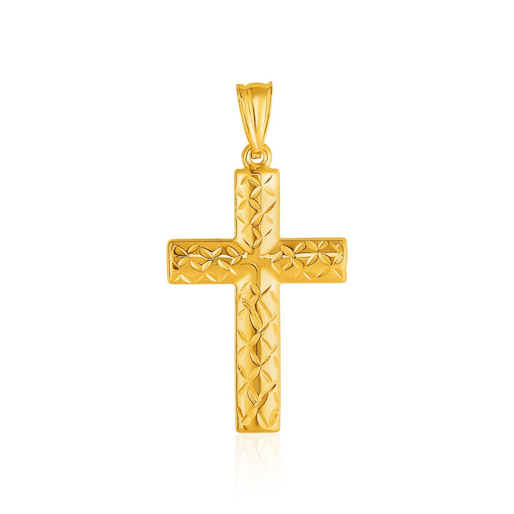 Pendentif croix réversible texturé en or jaune 14 carats
