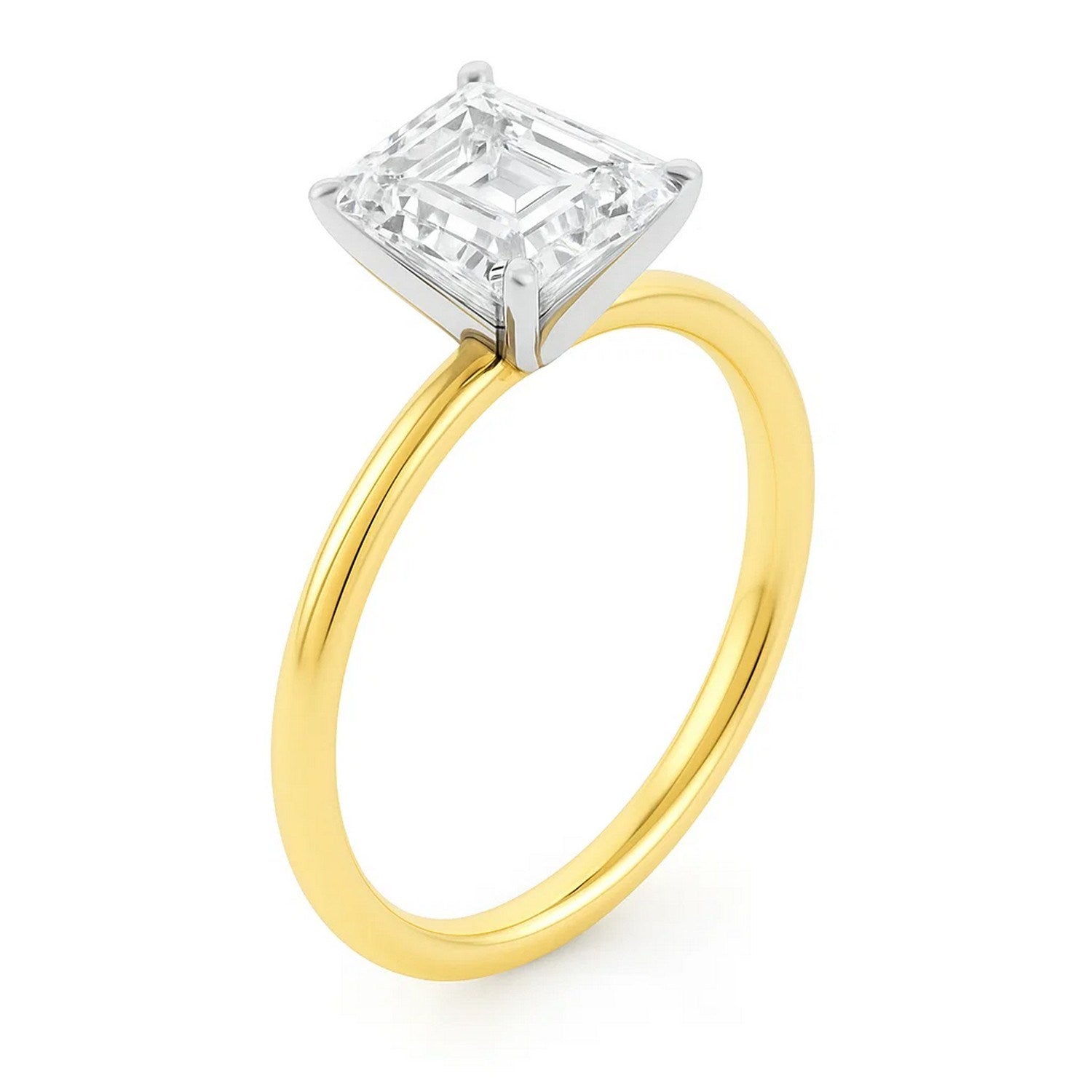 3 Carat Emerald Lab Grown IGI G/VS1 Diamond Solitaire Ring in 14K Yellow Gold