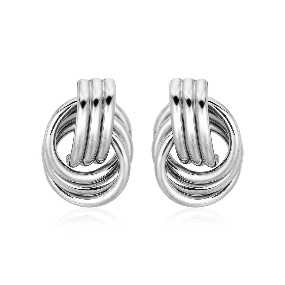 Polished Love Knot Earrings with Interlocking Rings in Sterling Silver(15mm)