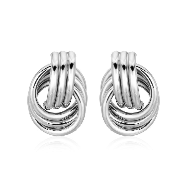 Polished Love Knot Earrings with Interlocking Rings in Sterling Silver(15mm)