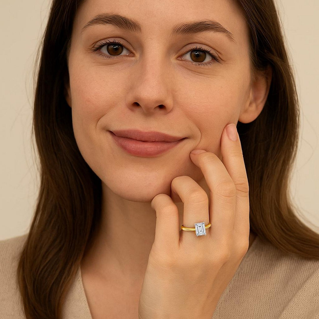 1.50Ct Emerald Lab Grown IGI G/VS1 Diamond Ring in 14K Yellow Gold