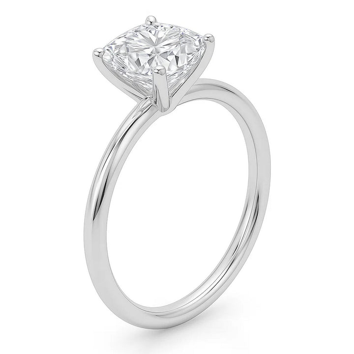 5 Carat Cushion Lab Grown IGI G/VS1 Diamond Solitaire Ring in 10K White Gold