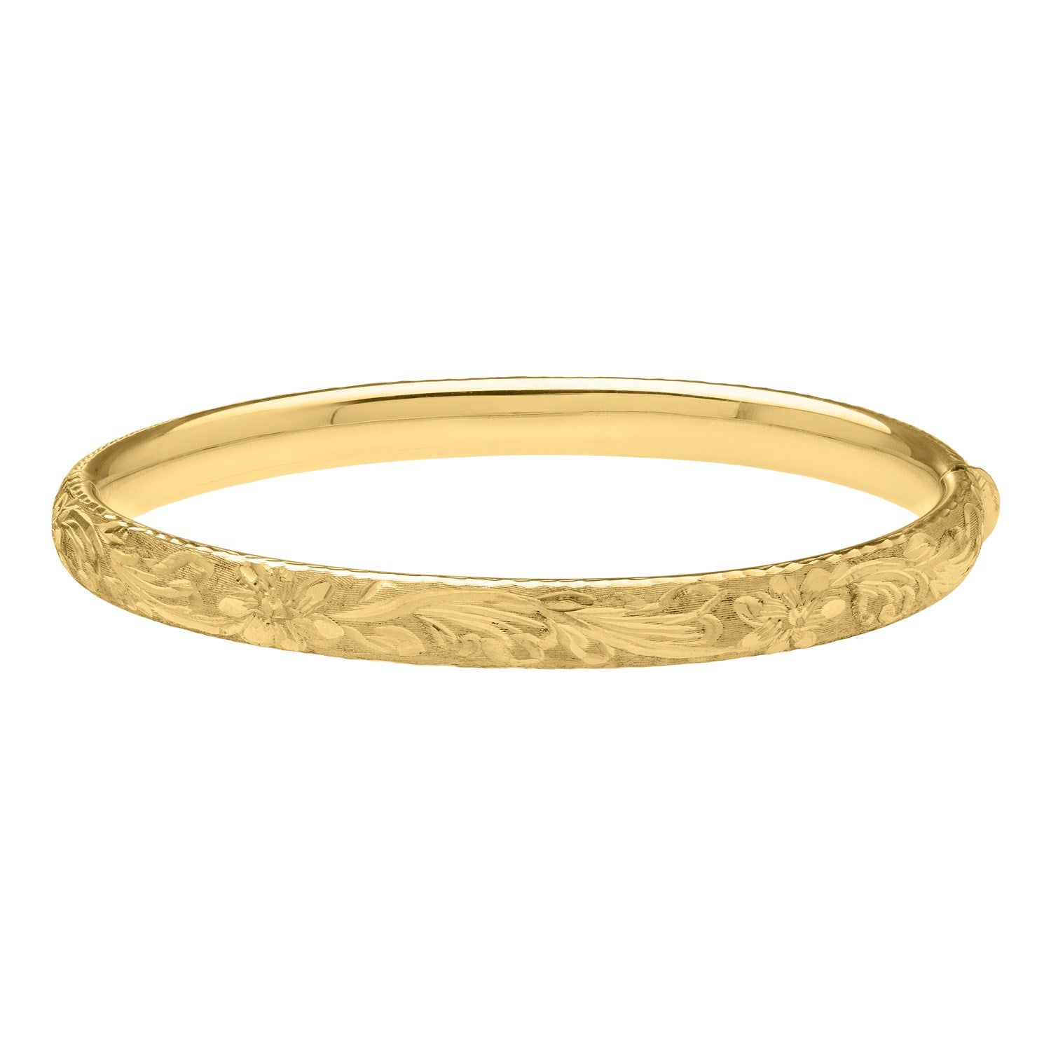 Engraved Medium Bangle in 14K Yellow Gold (6.20 mm)