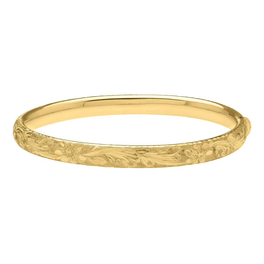 Engraved Medium Bangle in 14K Yellow Gold (6.20 mm)