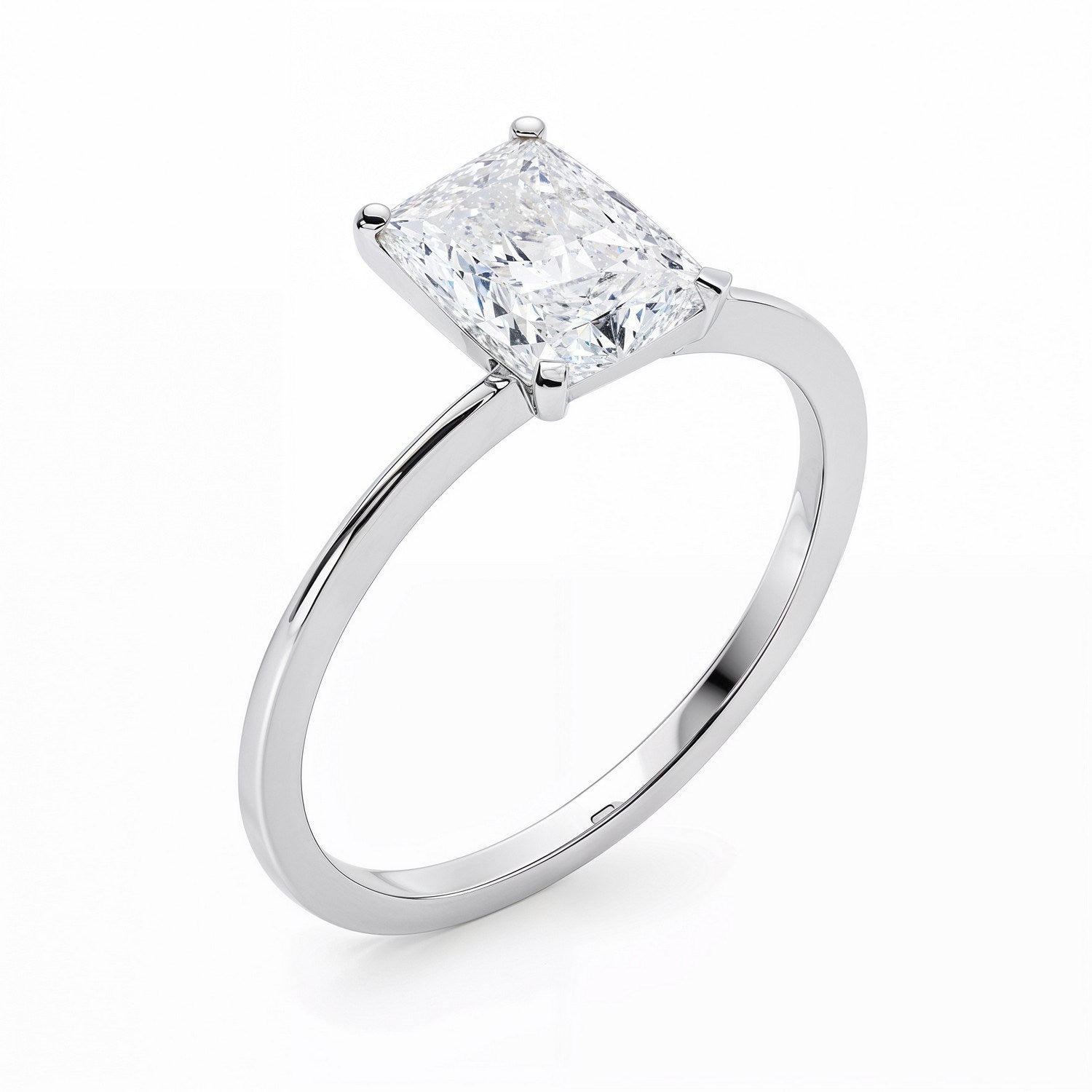 3 Carat Radiant Lab Grown IGI G/VS1 Diamond Solitaire Ring in 14K White Gold