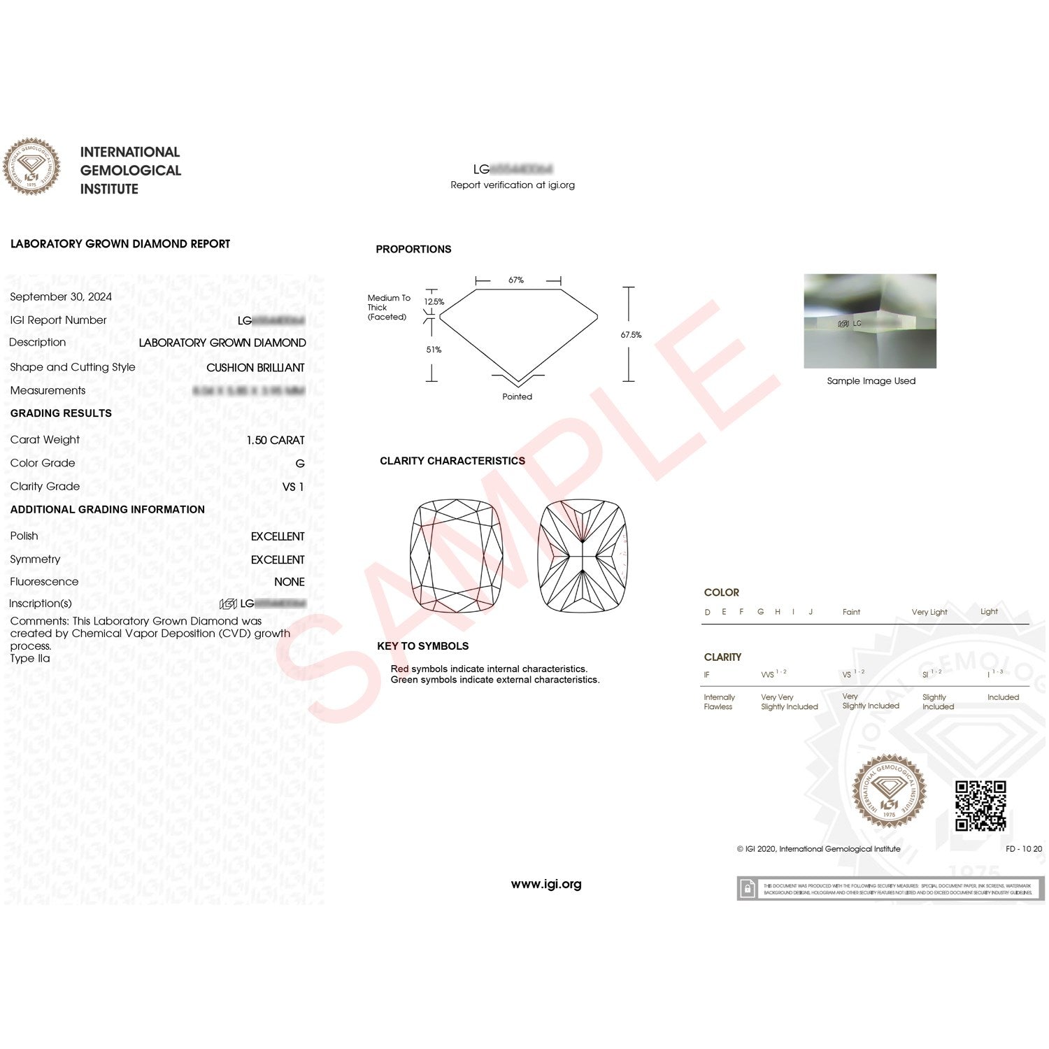 1.50Ct Cushion Lab Grown IGI G/VS1 Diamond Ring in 14K Yellow Gold