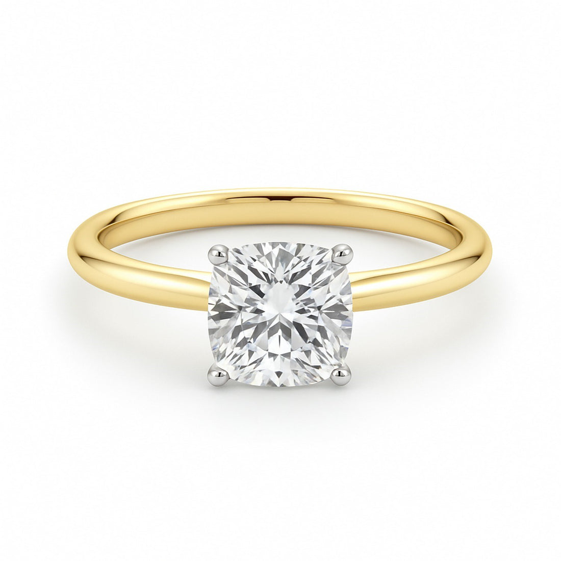 1.50Ct Cushion Lab Grown IGI G/VS1 Diamond Ring in 14K Yellow Gold