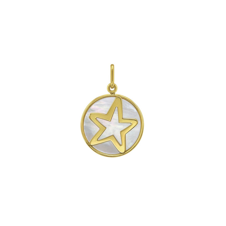 Pendentif en or jaune 14 carats en forme d'étoile de mer avec breloque en nacre