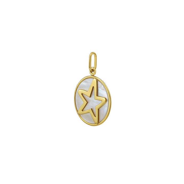 Pendentif en or jaune 14 carats en forme d'étoile de mer avec breloque en nacre