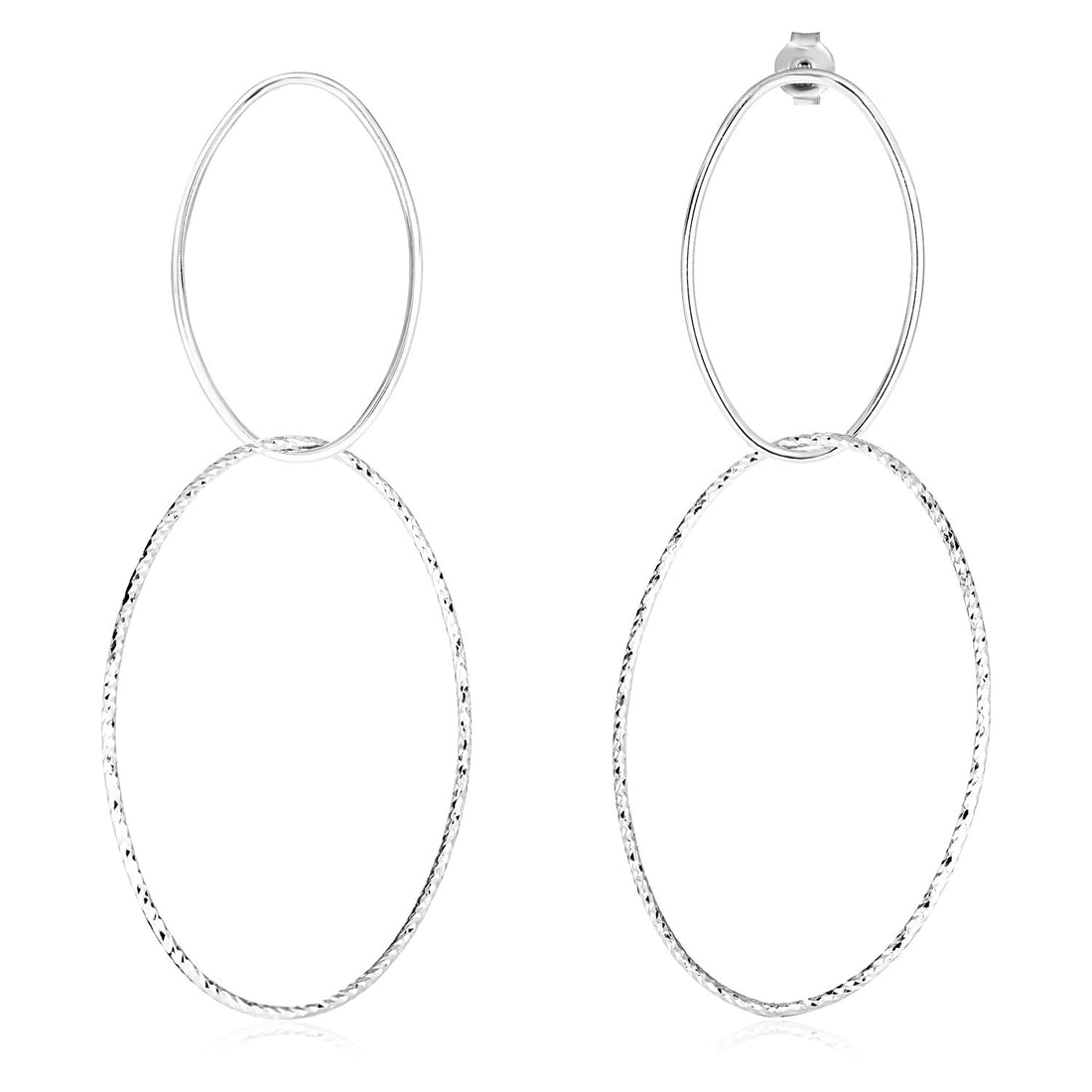 Sterling Silver Interlocking Oval Dangle Earrings